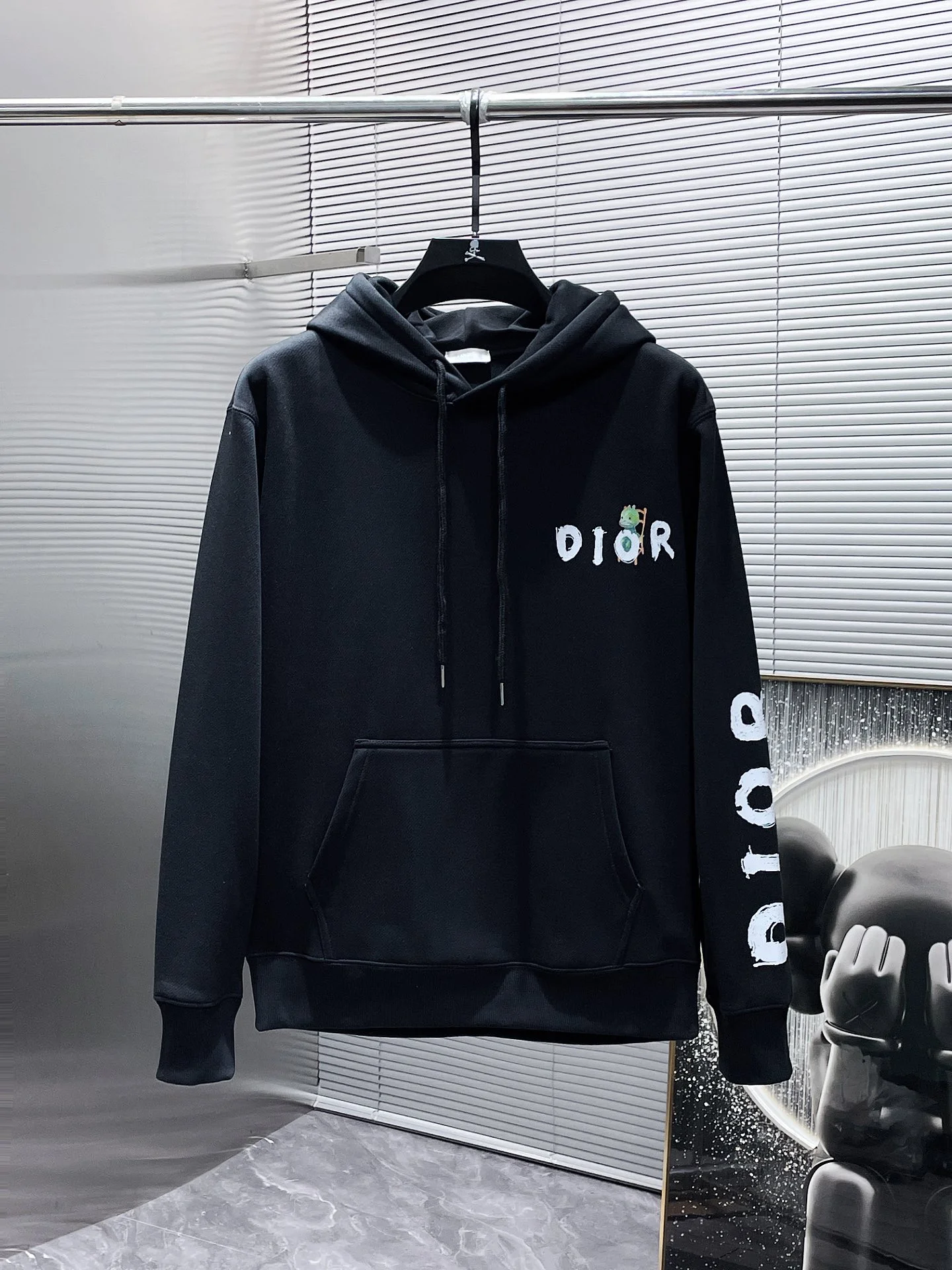 Dior 2025SS Black Long Sleeve Hooded Sweatshirt