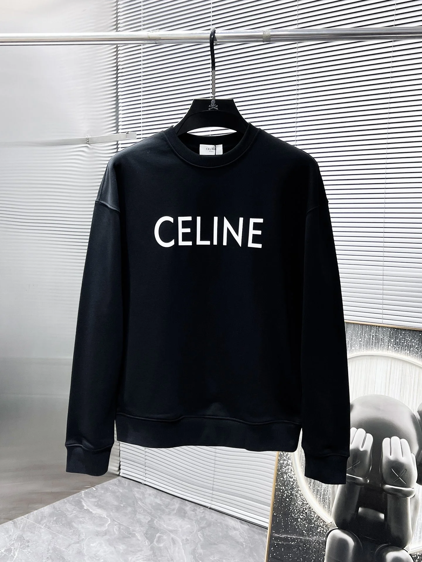 Celine 2025SS Black Long Sleeve Crew Neck Sweatshirt