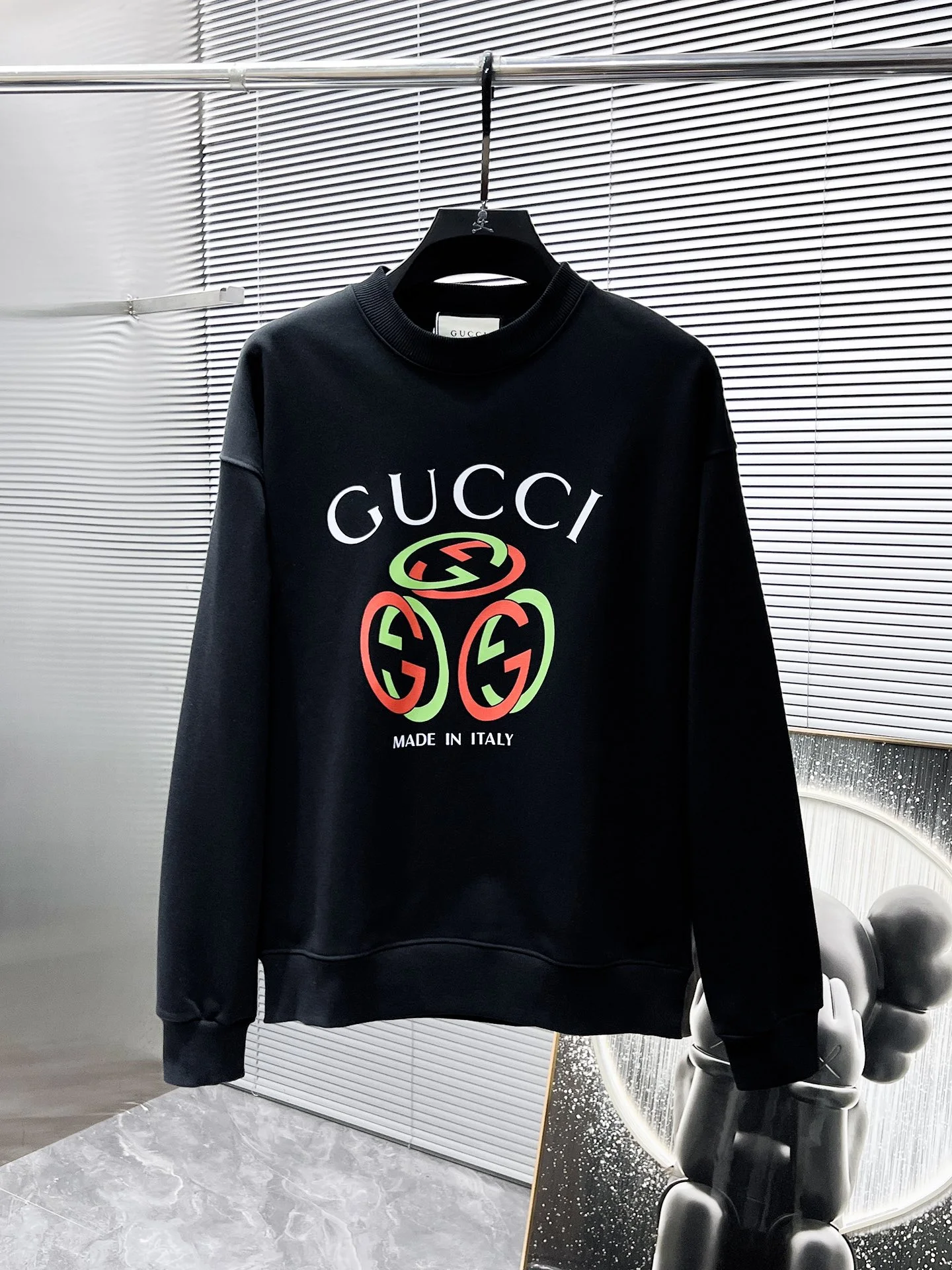 Gucci 2025SS Early Autumn Black Crew Neck Sweatshirt