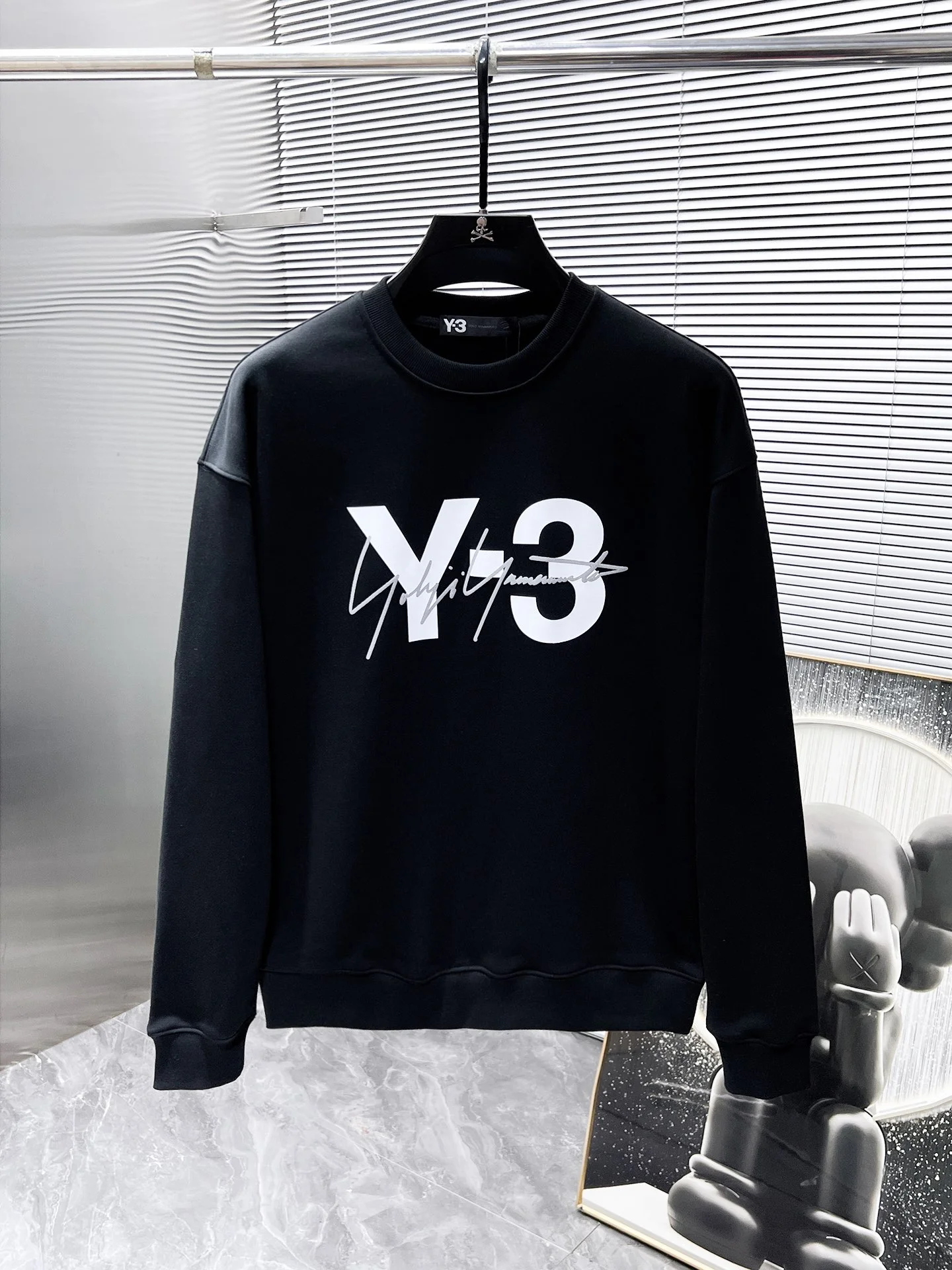 Y-3 2025SS Black Long Sleeve Crew Neck Sweatshirt
