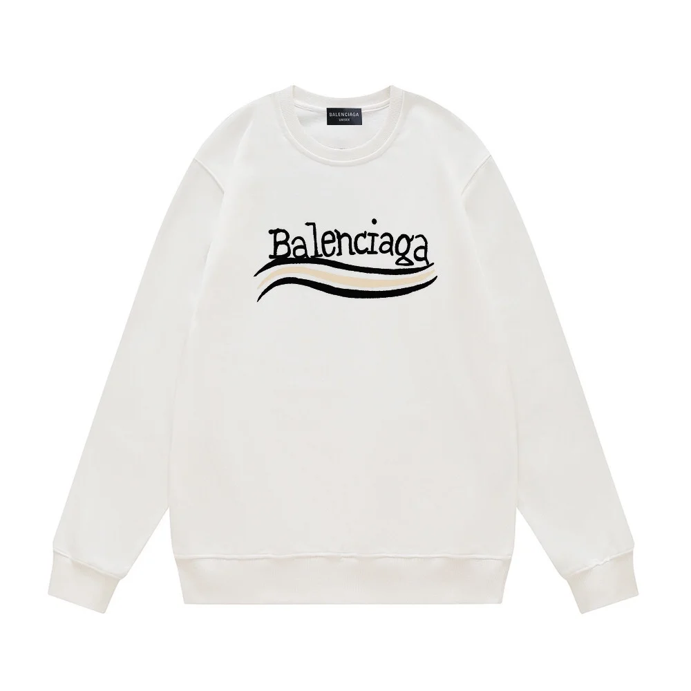 Balenciaga FW25 White Crew Neck Sweatshirt with Cola Letter Logo