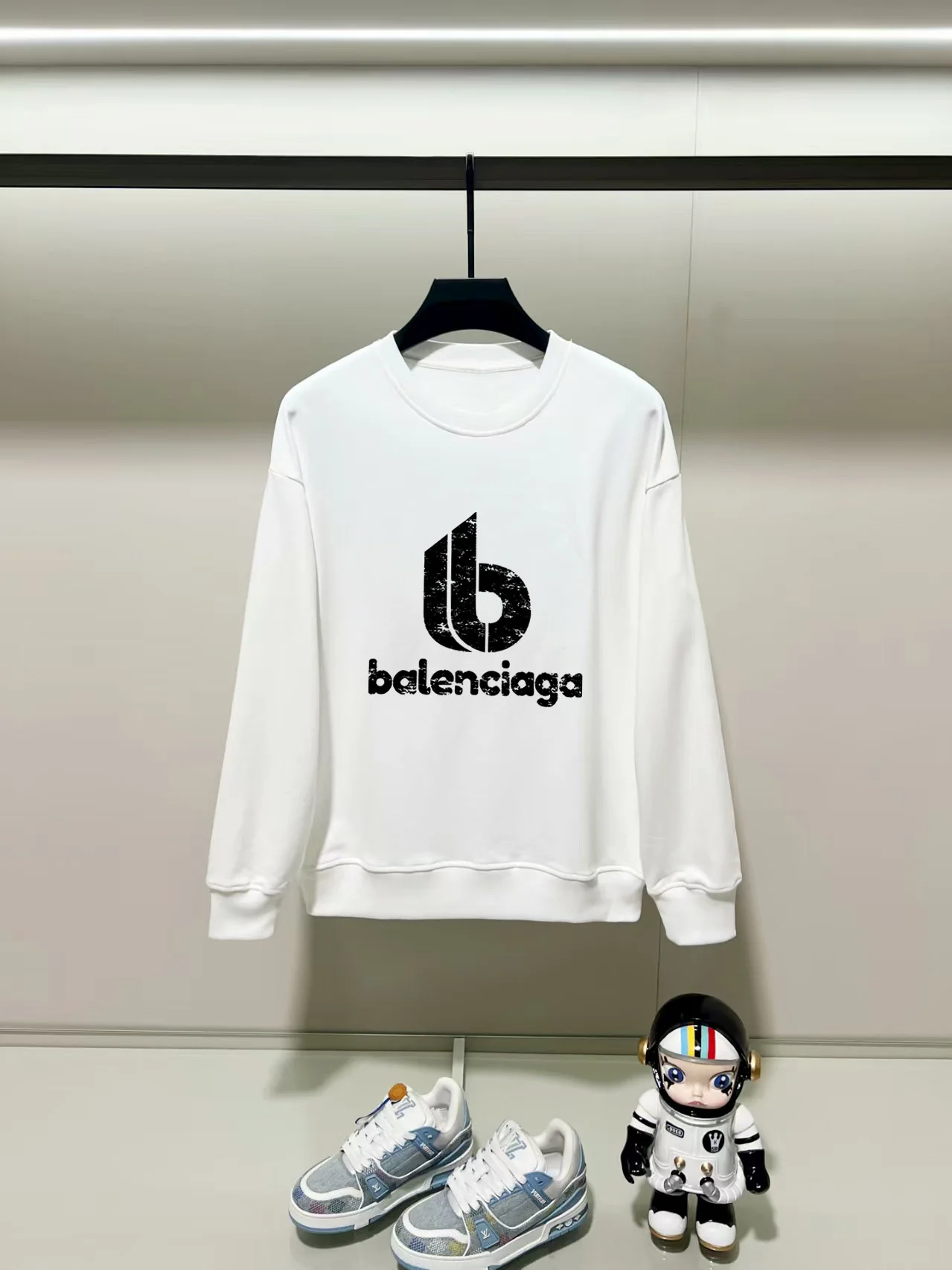 Balenciaga 2025AW White Crew-Neck Sweatshirt with Heavy-Weight Cotton