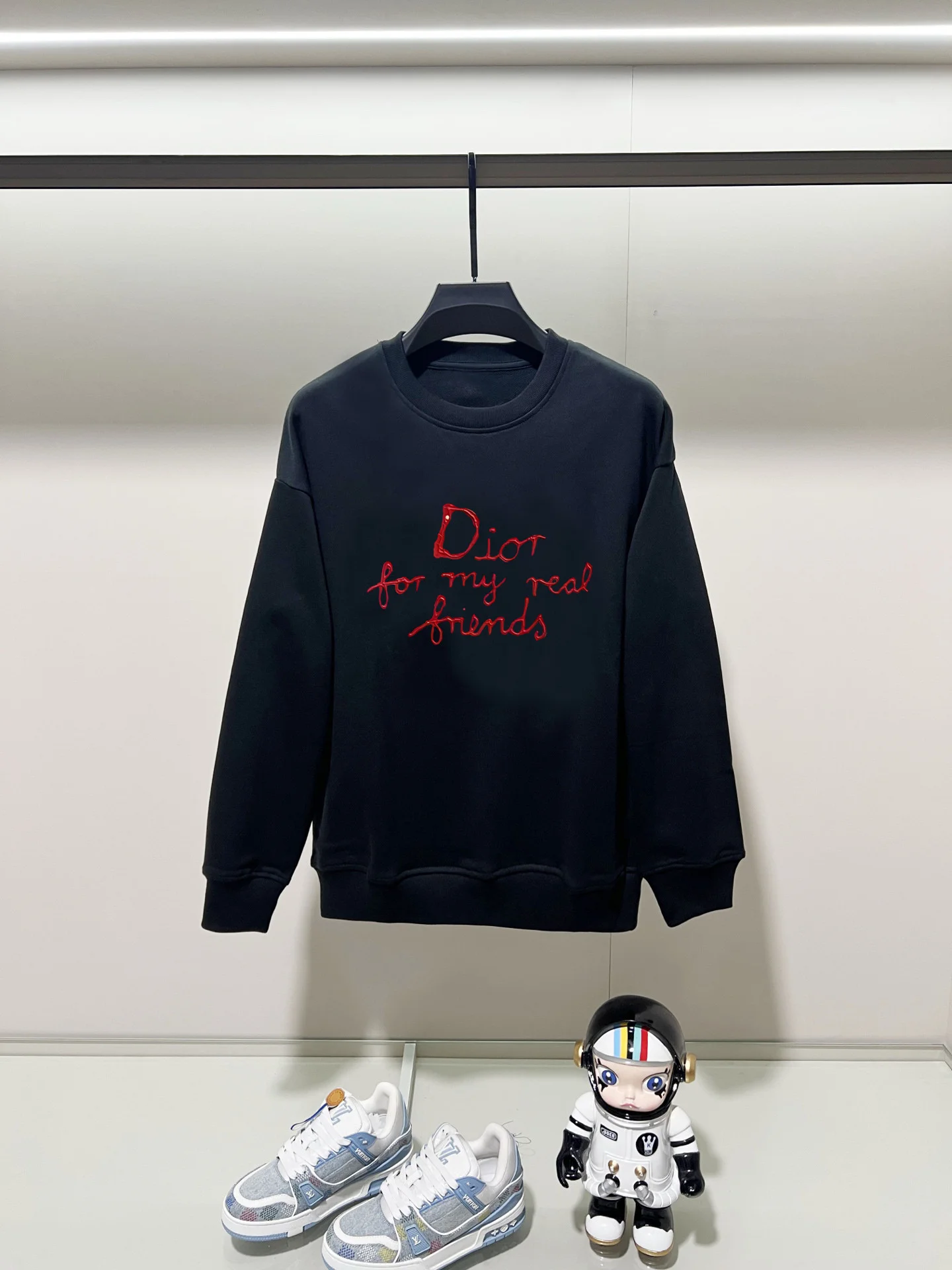 Dior 2025AW Black Crew-Neck Sweatshirt with Chest Precision Print