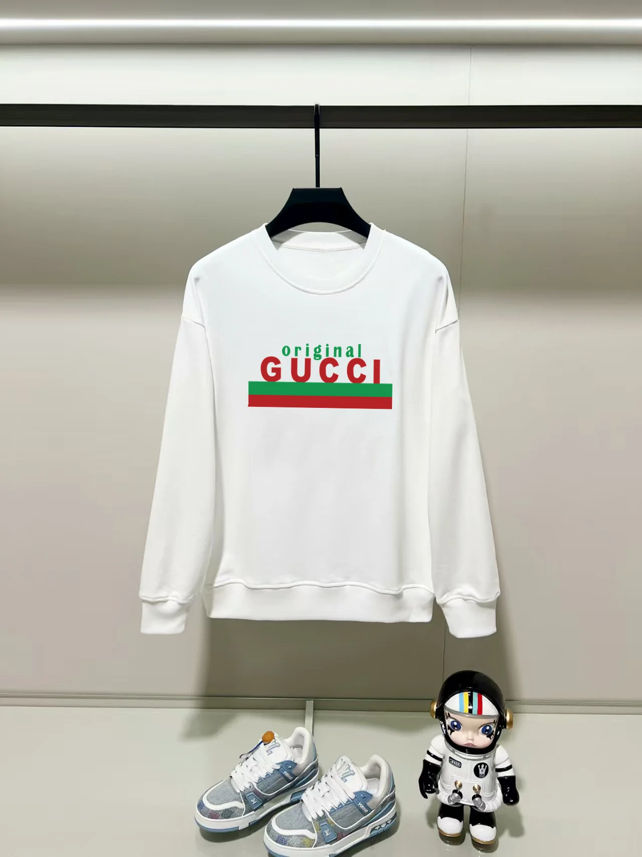Gucci 2025AW White Crew-Neck Sweatshirt with Heavy-Weight Cotton