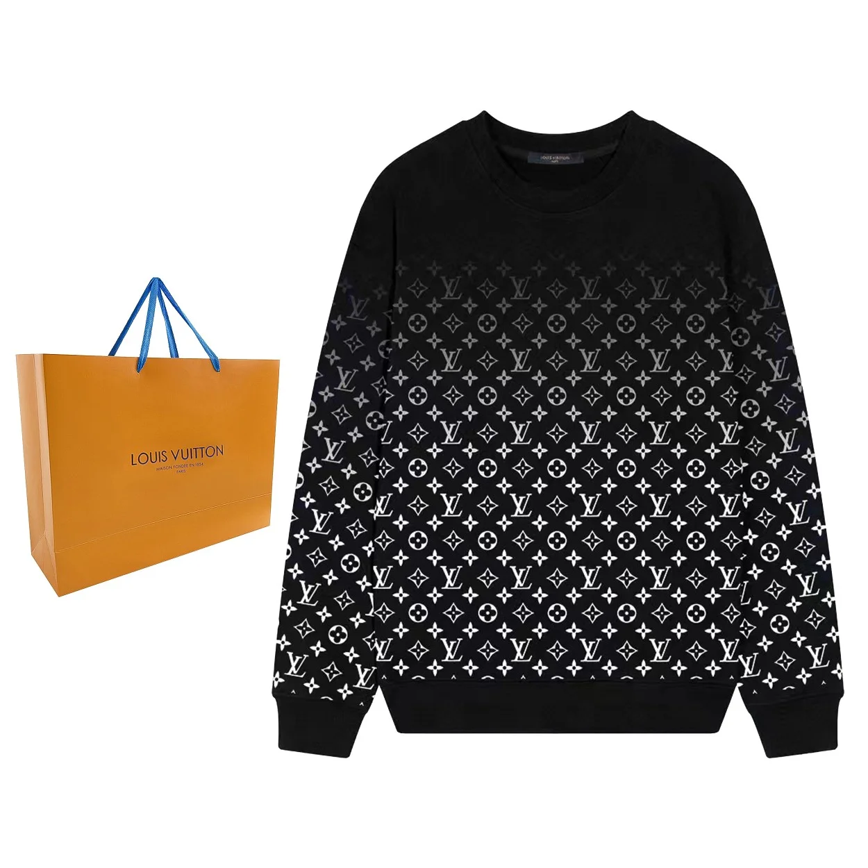 Louis Vuitton 2023SS Black Gradient Monogram Oversized Crewneck Sweatshirt