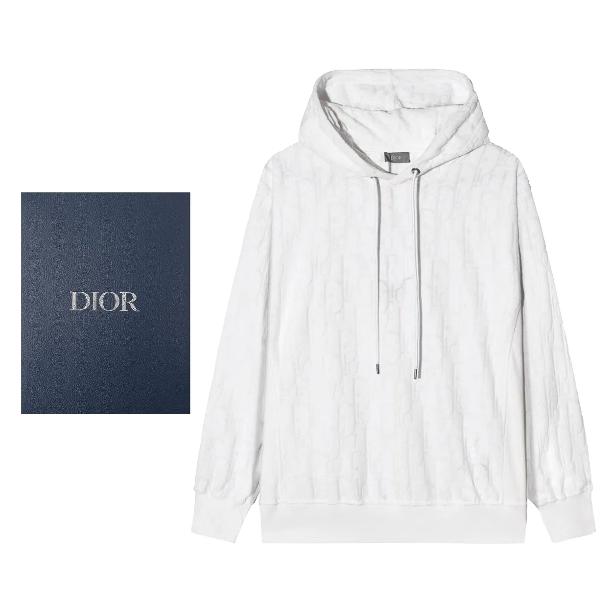 Dior Autumn White Terry Fabric DR Jacquard Hoodie