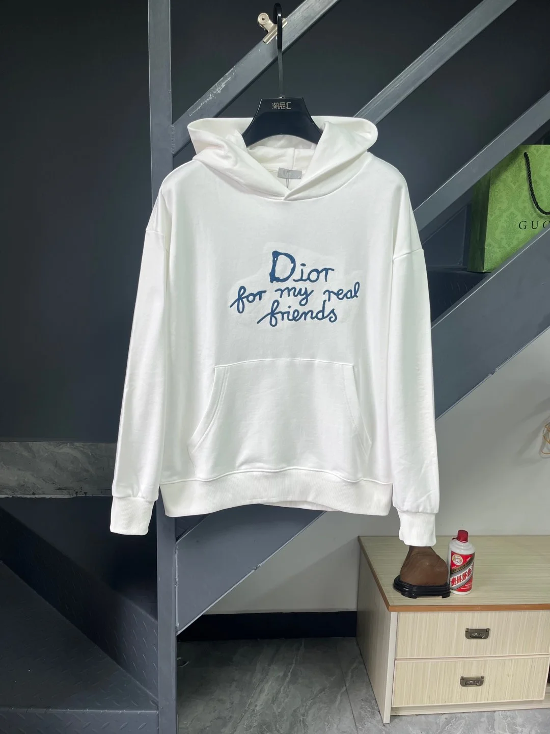 Dior White Hoodie with Embroidered Logo