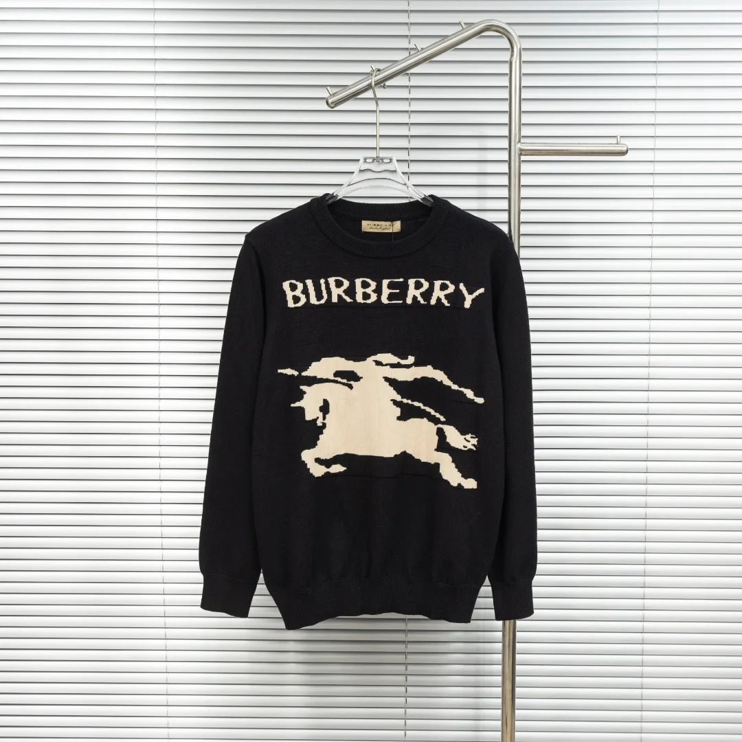Burberry Black Crew-Neck Sweatshirt with BBR Logo & Knight Motif
