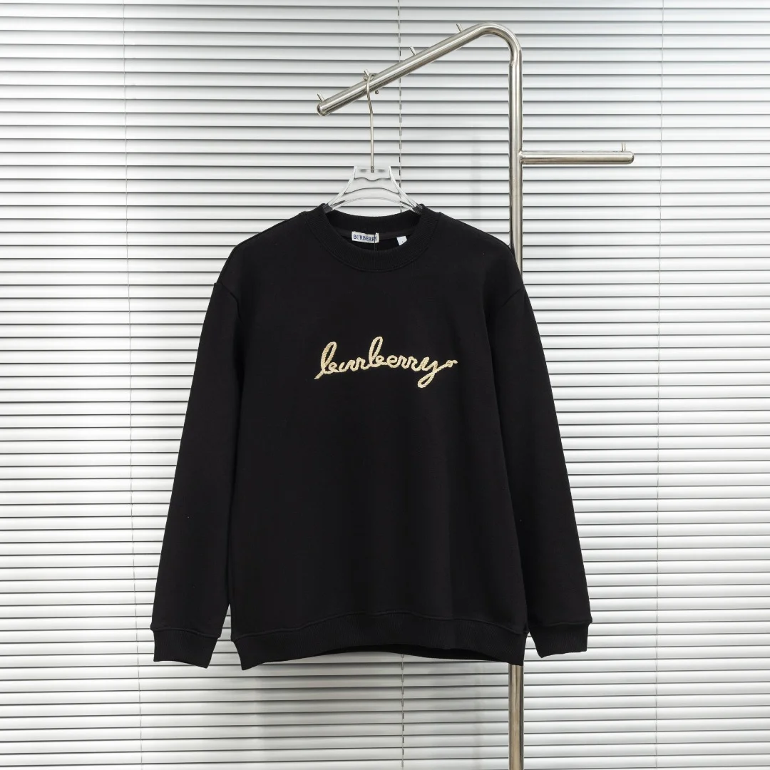 Burberry Black Crew Neck Sweatshirt with Embroidered Logo