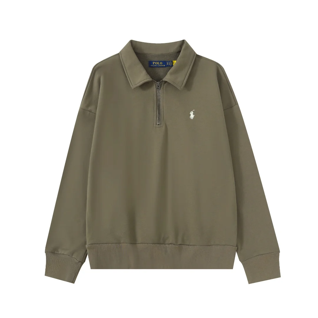 Polo Ralph Lauren Military Green Half-Zip Sweatshirt with Pony Logo