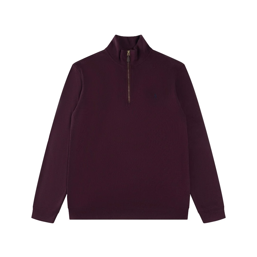 Ralph Lauren Wine Red Half-Zip Turtleneck Sweatshirt with Pony Logo
