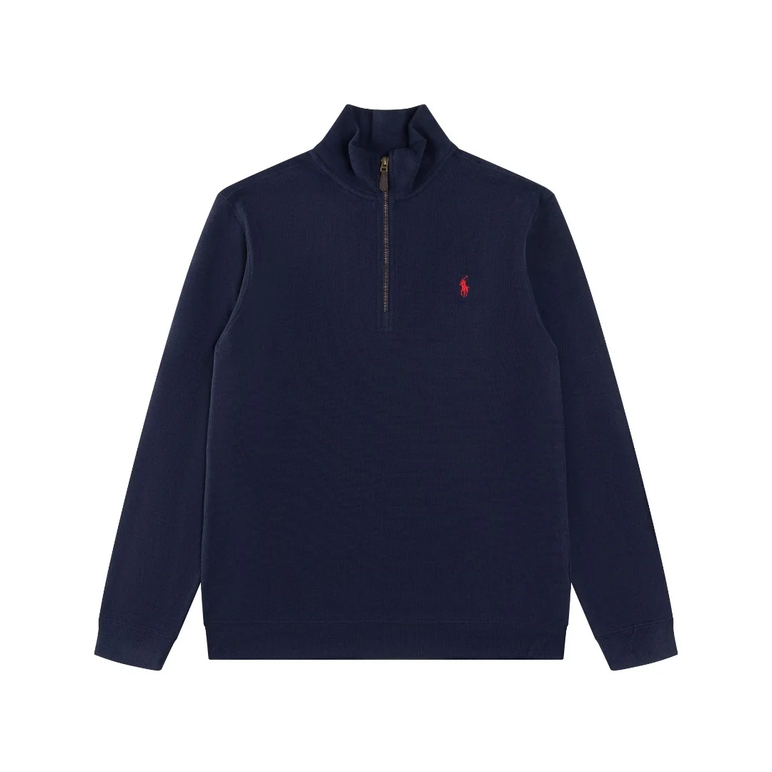 Ralph Lauren Navy Half-Zip Mock-Neck Sweatshirt with Pony Logo