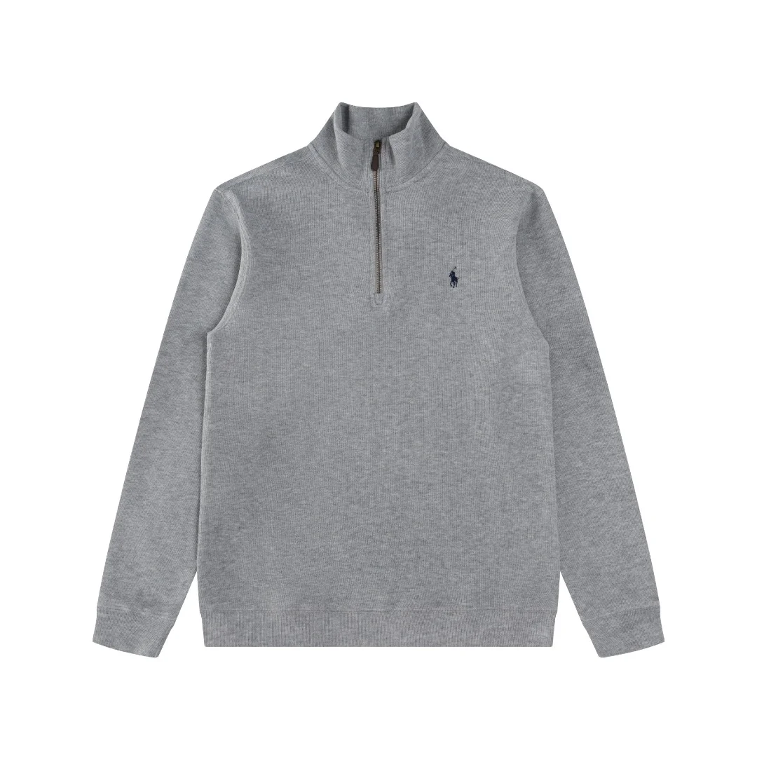 Ralph Lauren Gray Half-Zip Sweatshirt with Pony Logo