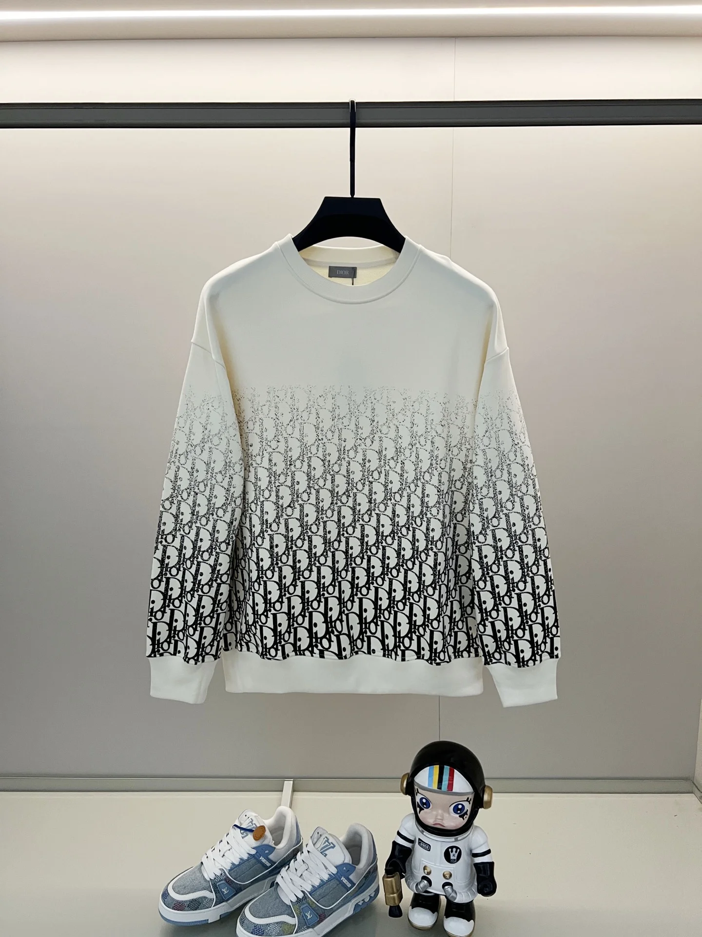 Dior Apricot Crewneck Sweatshirt with Gradient Oblique Logo Print