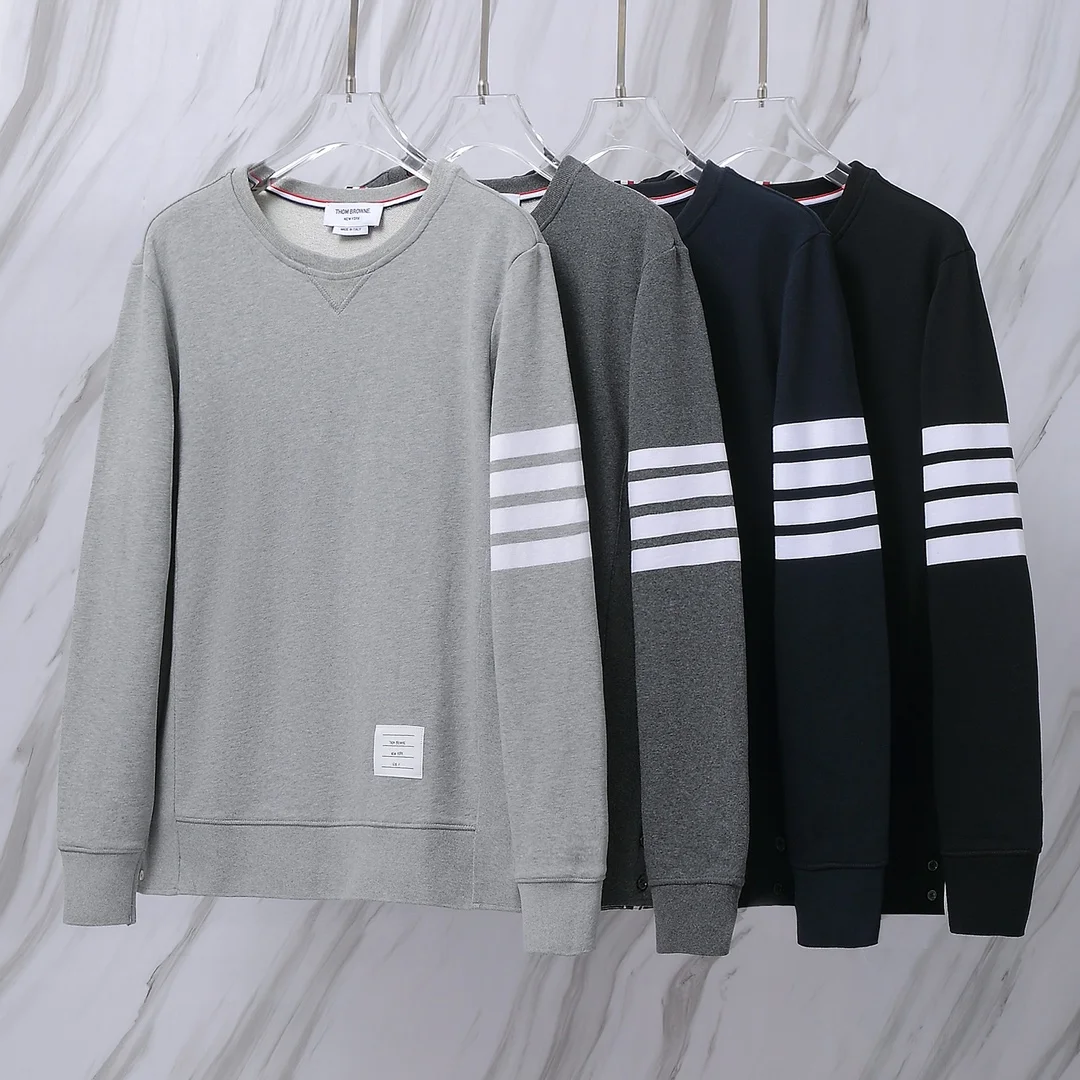 Thom Browne Classic 4-Stripe Crewneck Sweatshirt