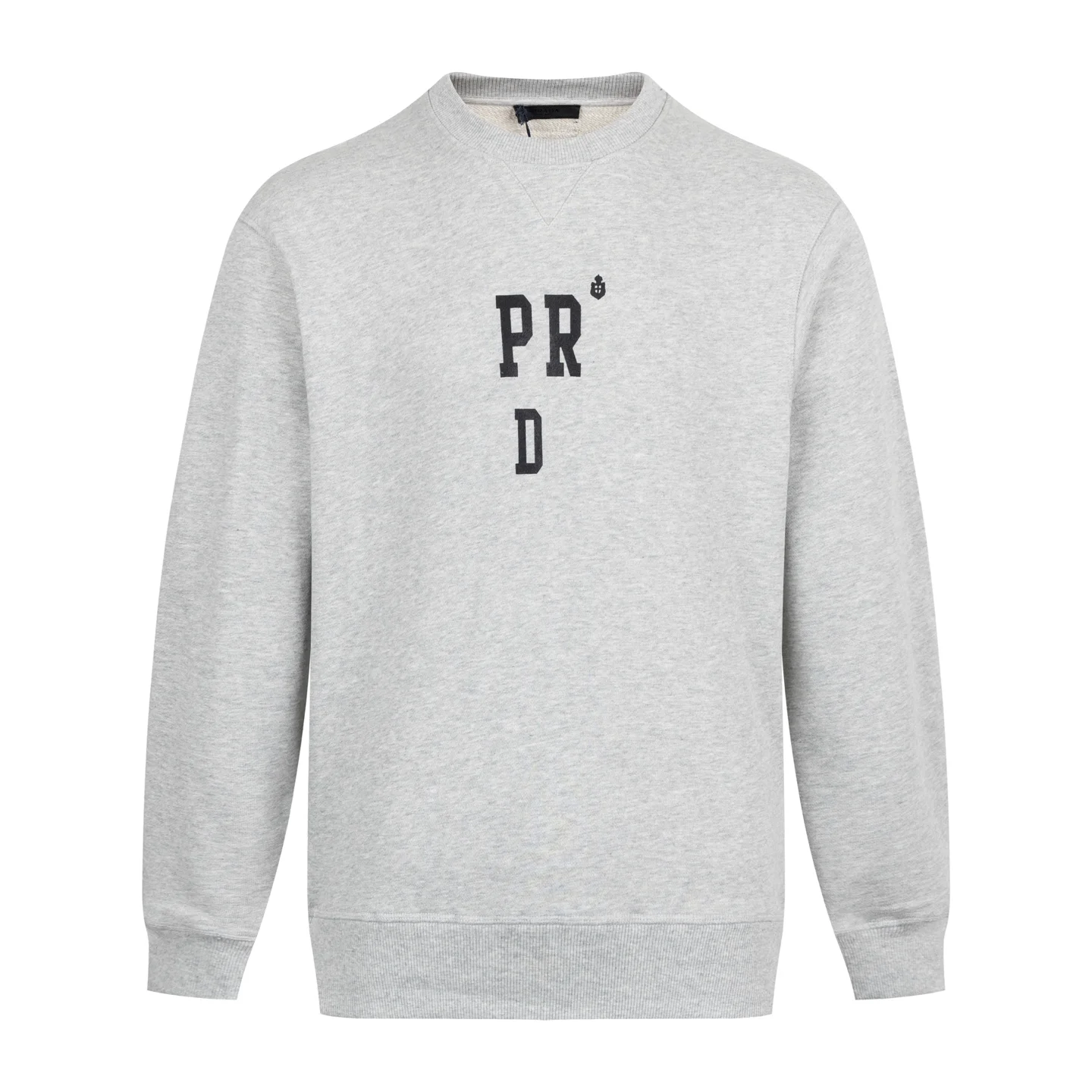 Prada 25FW Light Gray Crew Neck Sweatshirt with "PR D" Print