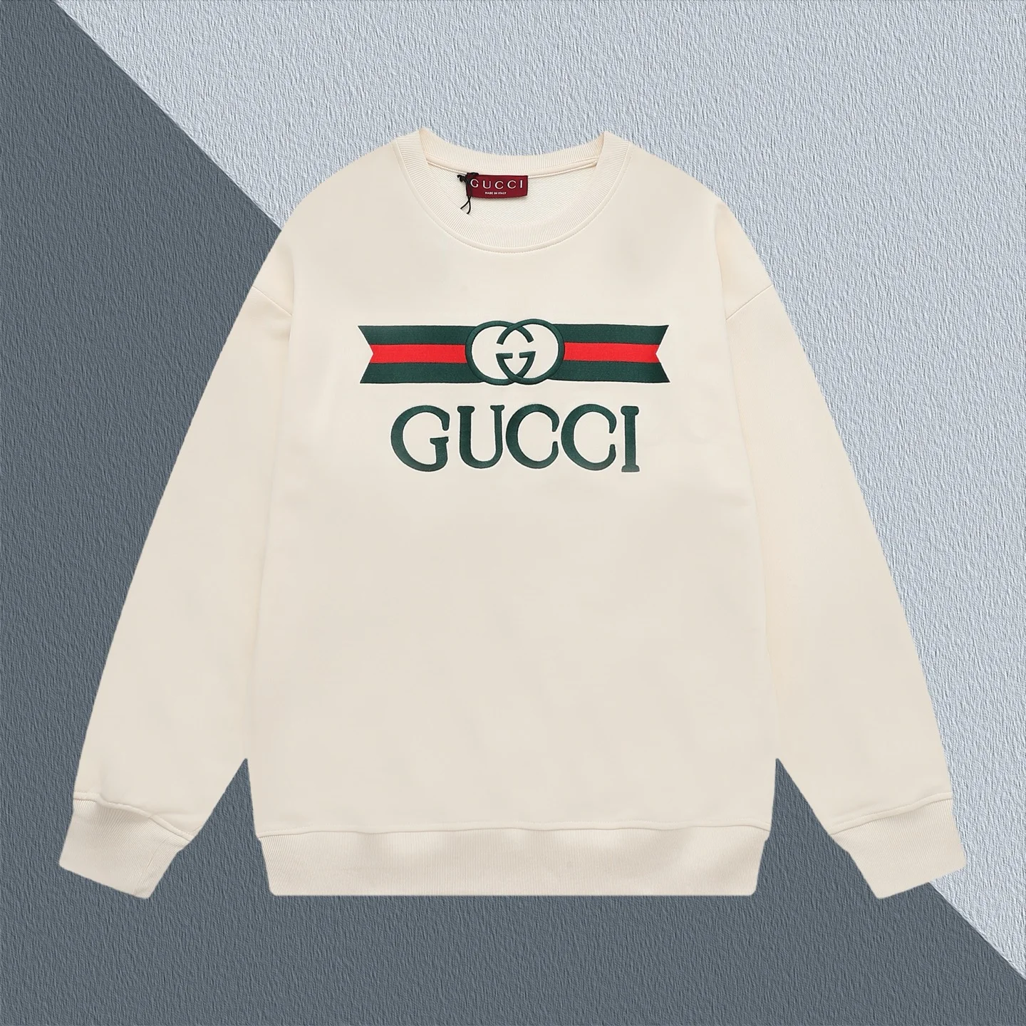 Gucci Apricot Crew-Neck Sweatshirt with Color-Block Logo