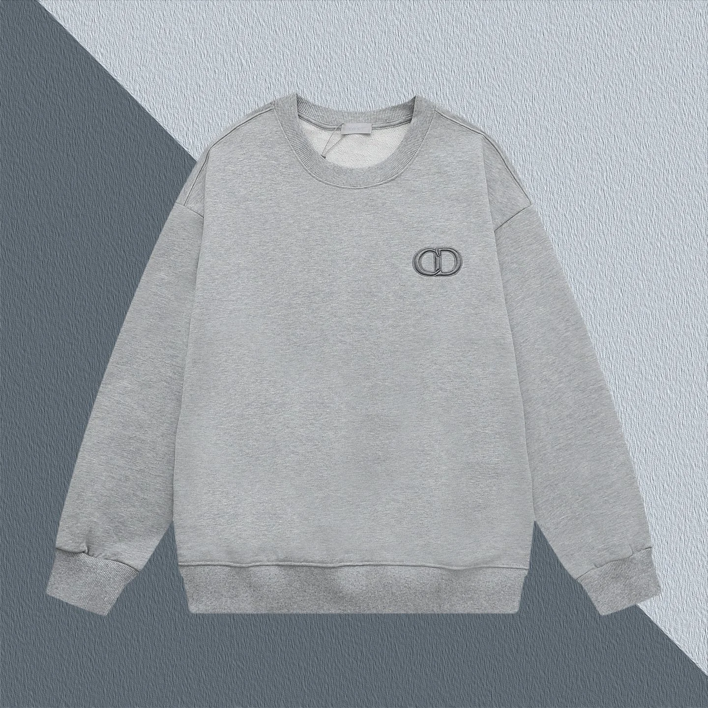 Dior Gray Crew-Neck Sweatshirt with CD Embroidery