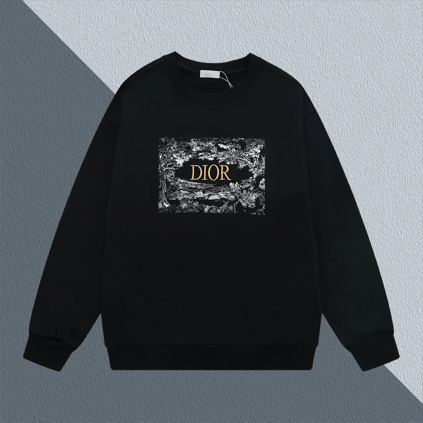 Dior Black Crewneck Sweatshirt with Classic Letter Embroidery