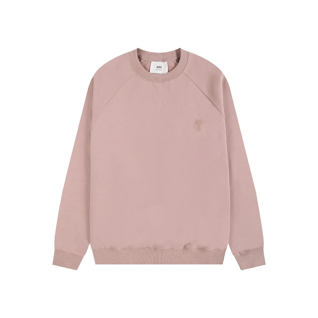 Ami 2025 Dark Pink Crew-Neck Sweatshirt with Same-Color Heart