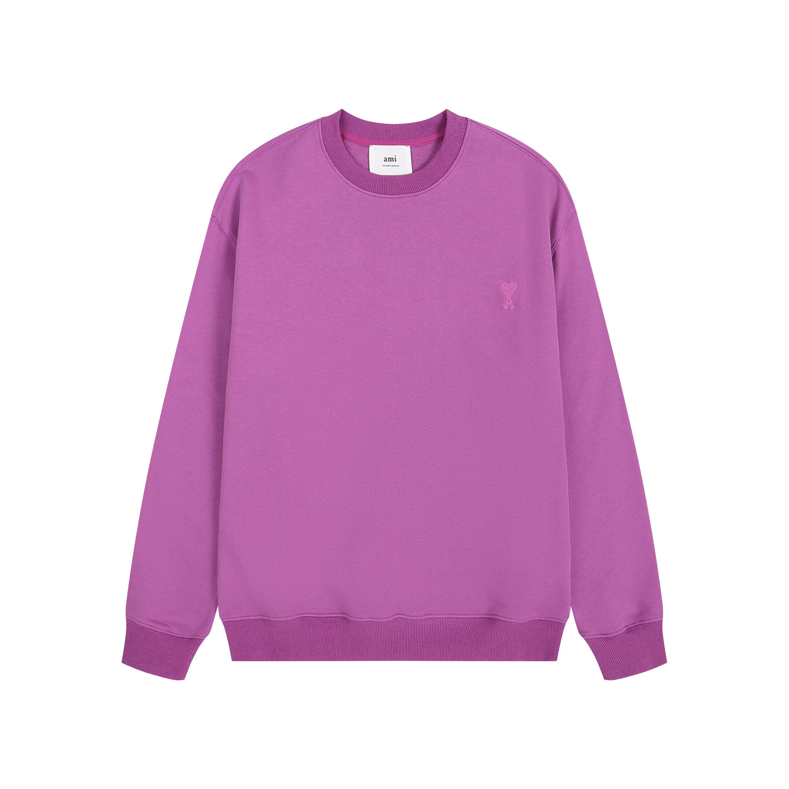 Ami 2025 New Purple Crewneck Sweatshirt with Embroidered Heart
