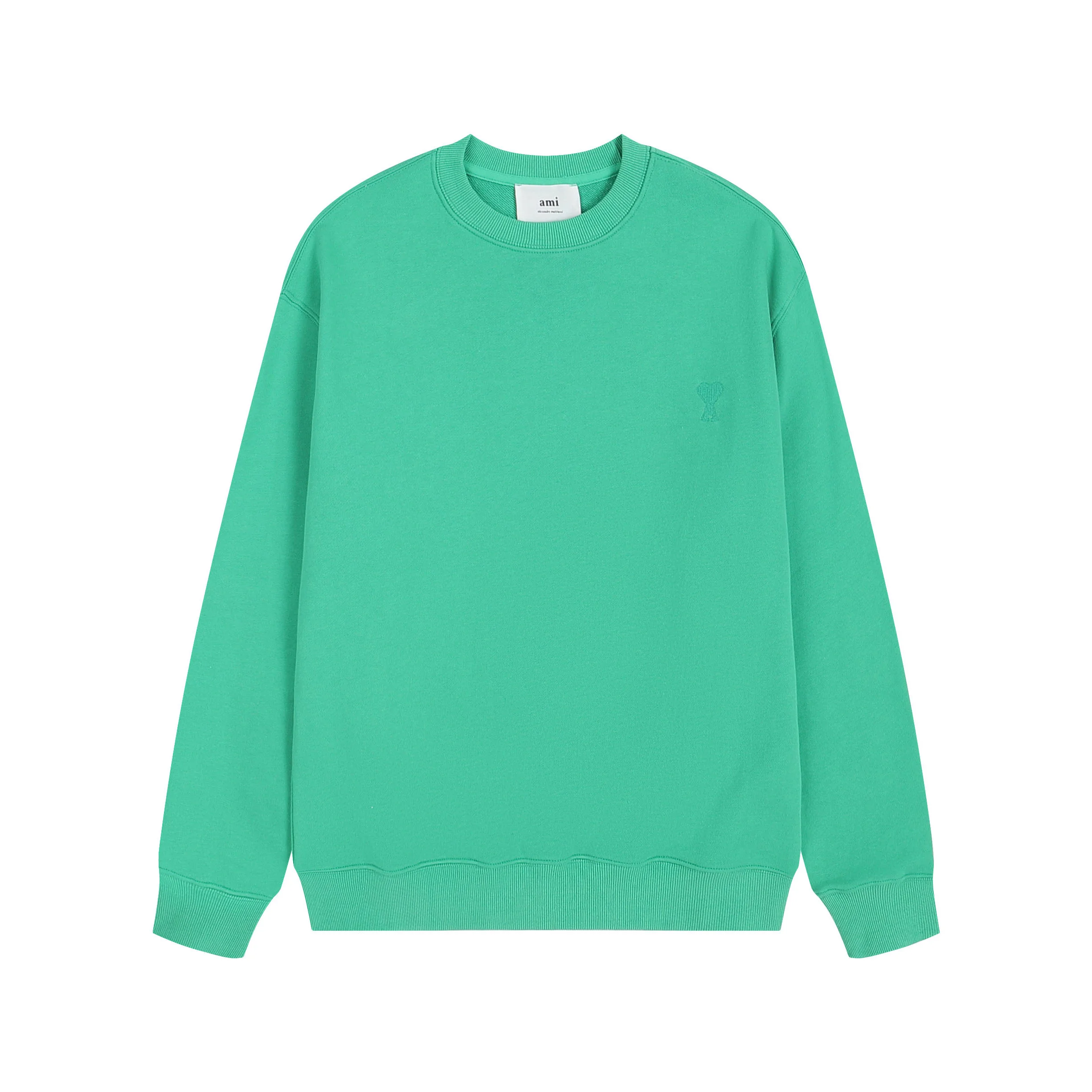 Ami 2025 New Turquoise Crewneck Sweatshirt with Embroidered Logo