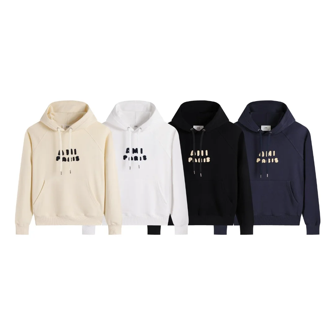Ami Paris 2025 Hoodie with 3D Foam Embroidery