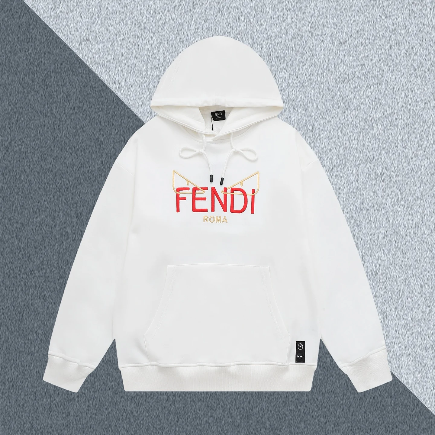 Fendi White 420g Hoodie with Classic Logo Embroidery