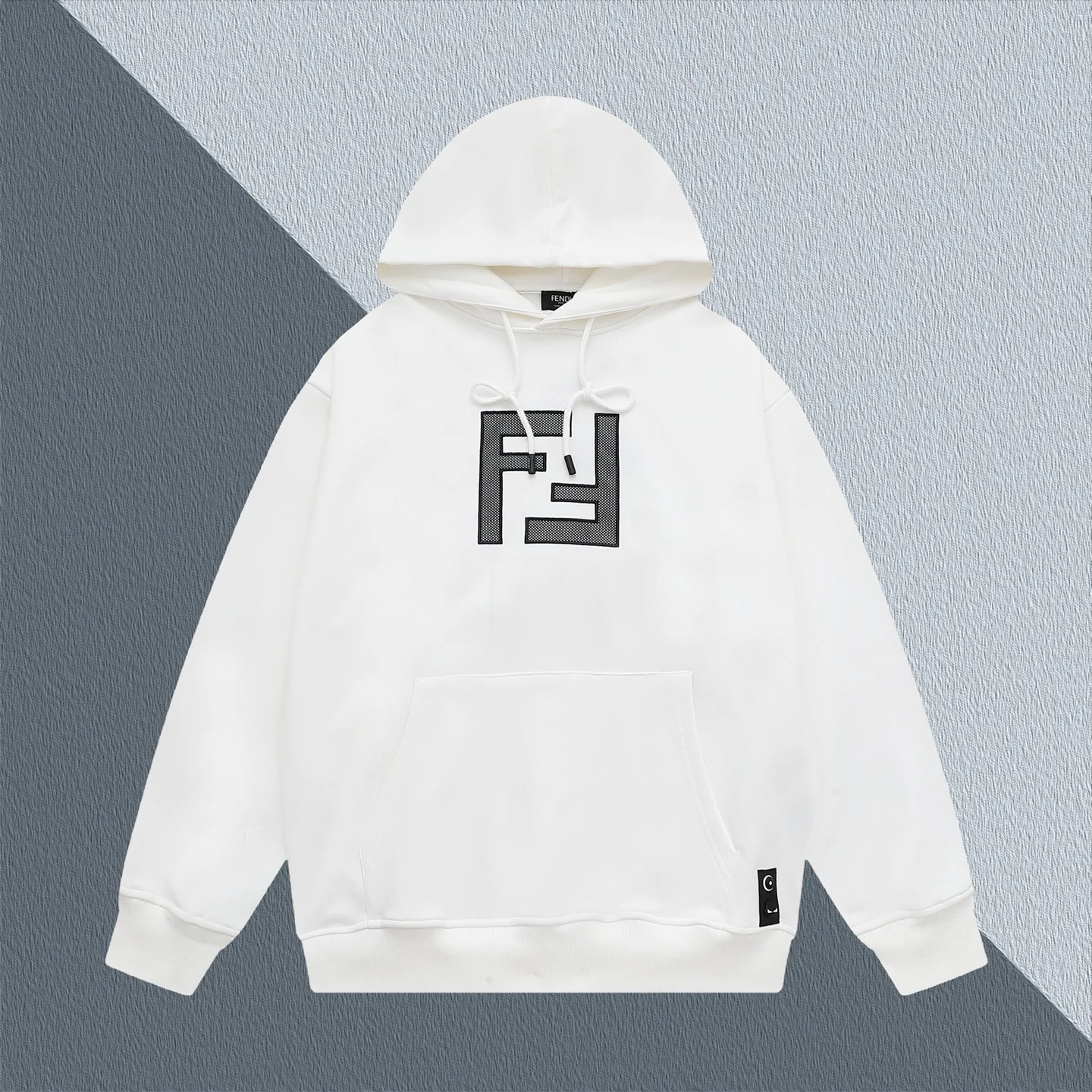 Fendi White 420g Hooded Sweatshirt with Classic Double F Logo Print
