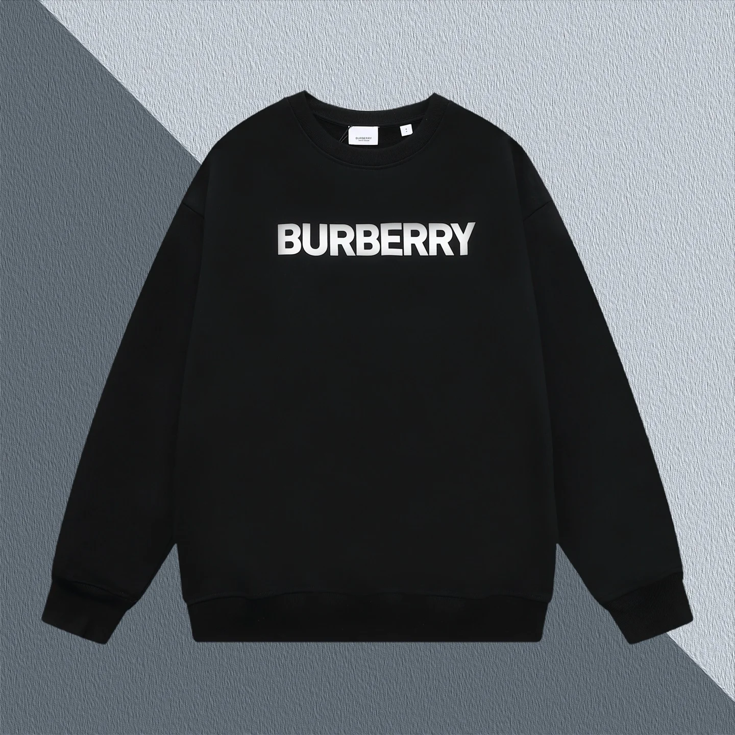 Burberry Black Crew-Neck Sweatshirt with Logo & TB Print