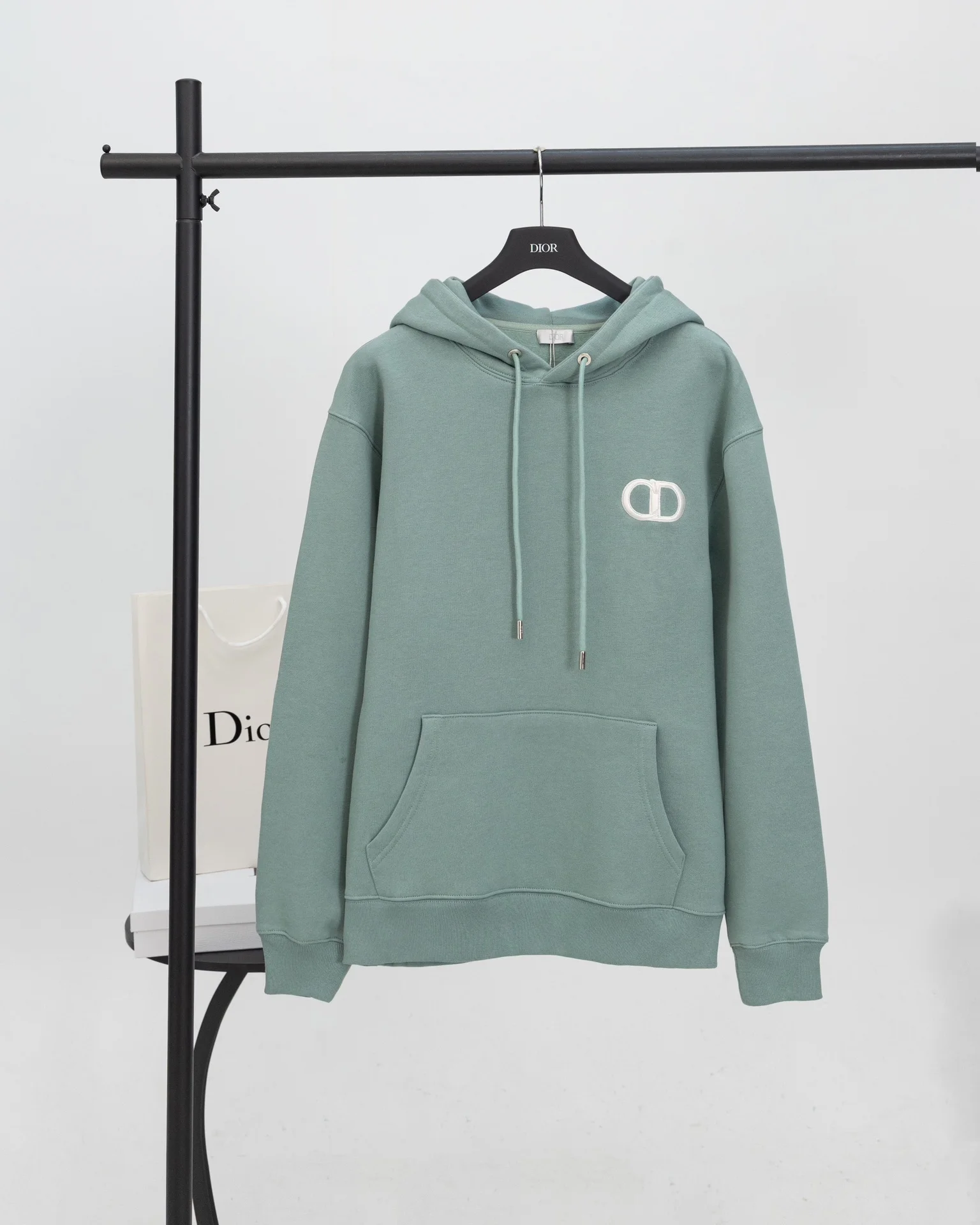 Dior 2024AW Green Hoodie with Icon Badge Embroidery