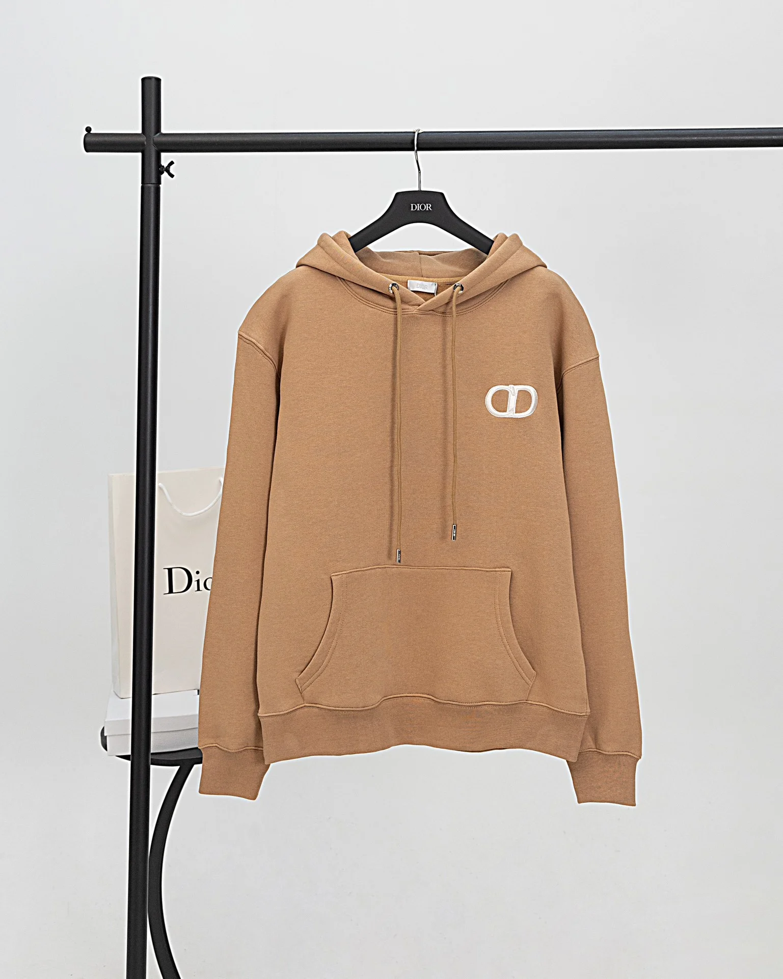 Dior 2024AW Brown Hoodie with Icon Badge Embroidery