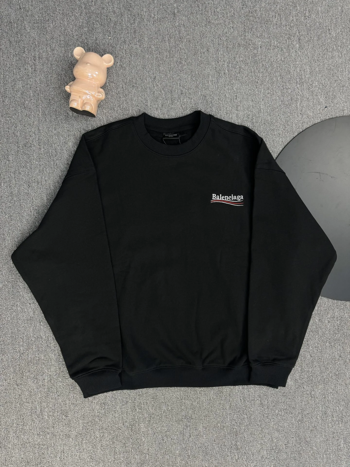 Balenciaga 25SS Black Oversized Crewneck Sweatshirt with Embroidered Logo
