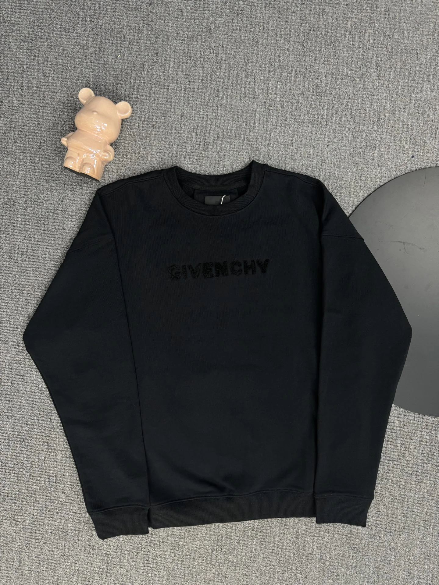 Givenchy 25SS Black Crew Neck Sweatshirt with Embroidered Logo