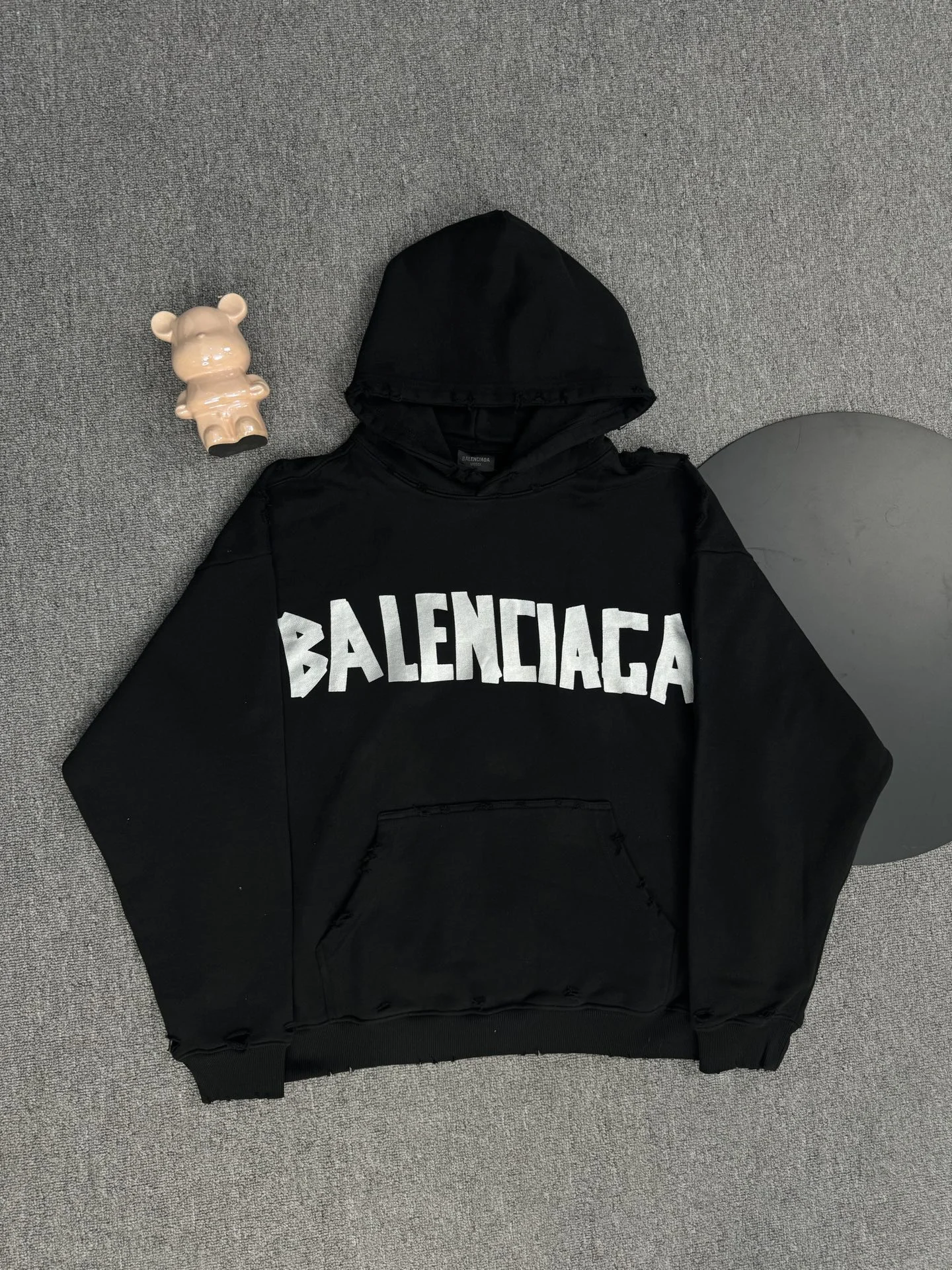 Balenciaga Black Oversized Hoodie with Tape Letter