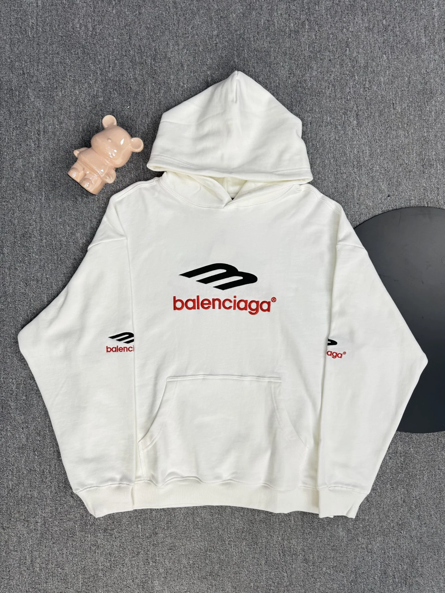 Balenciaga 25SS White Hoodie with M Logo Embroidery
