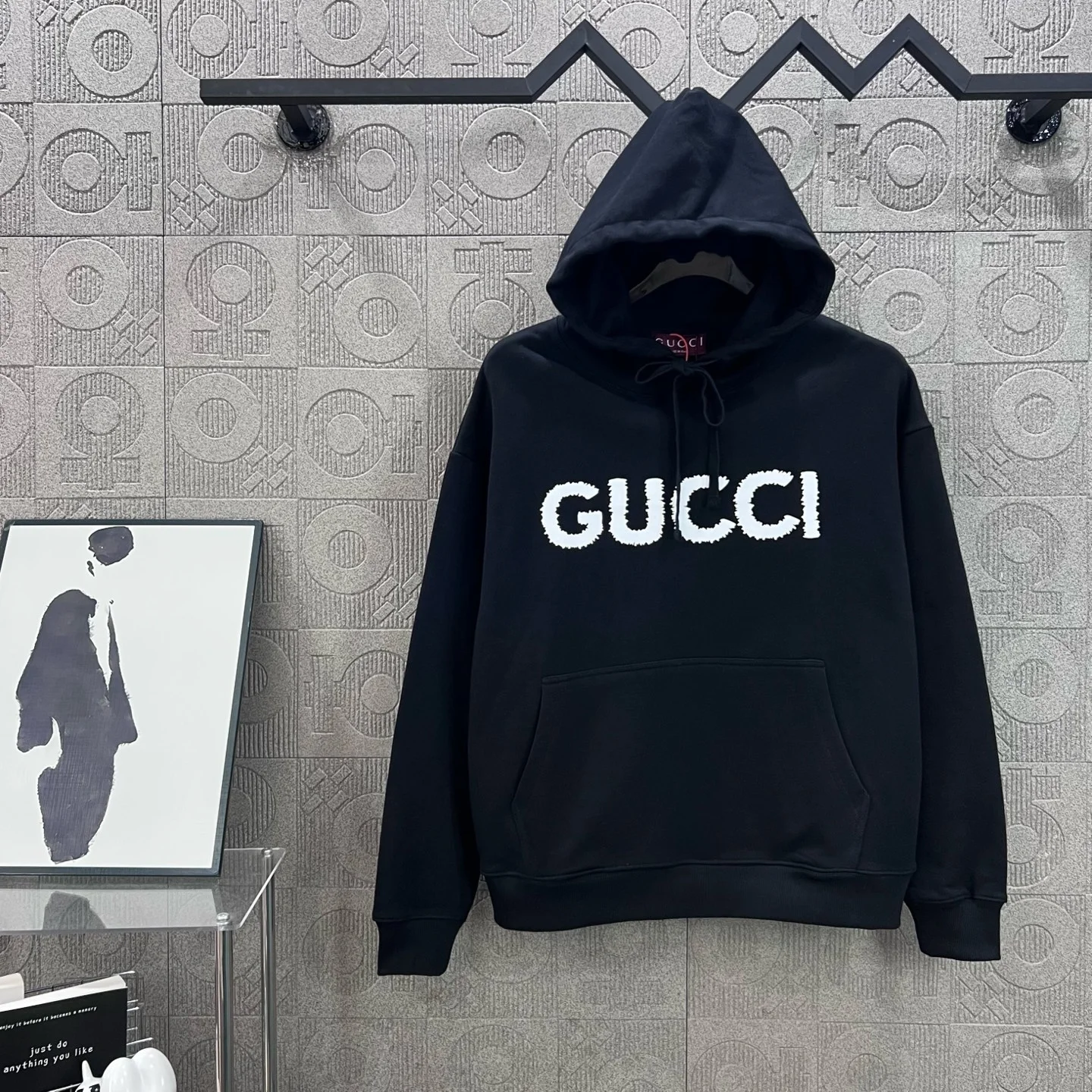 Gucci 2025 Black Hoodie with Foam-Print Logo