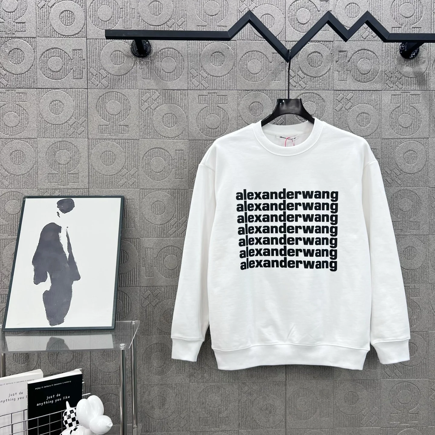 Alexander Wang White Crew Neck Sweatshirt with 3D Silicone Logo