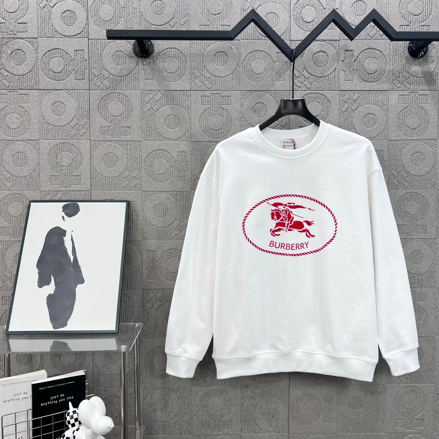 Burberry 2025 White Crewneck Sweatshirt with Red Knight Foam Print
