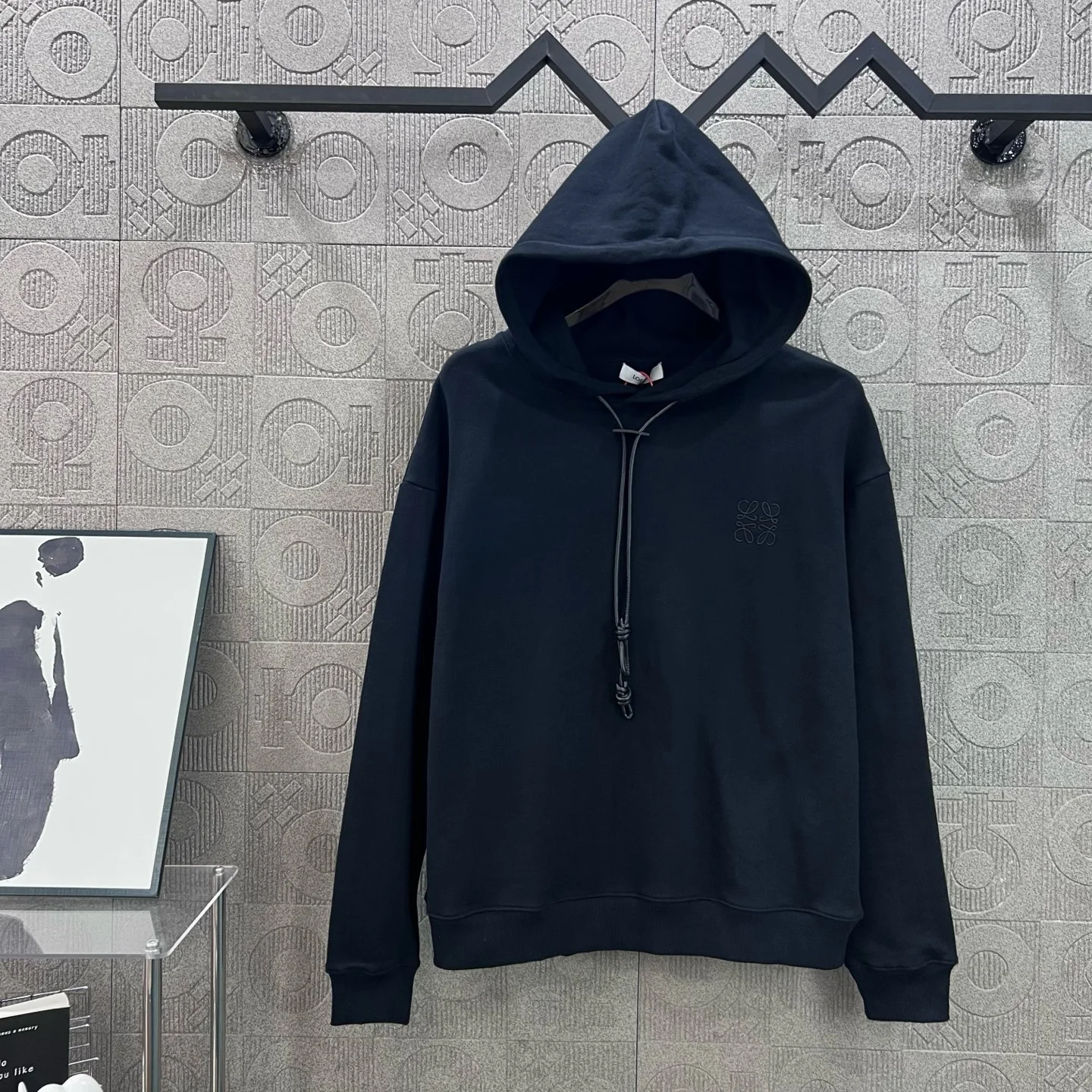 Loewe 2025 Black Hoodie with Flamenco Knot & Embroidered Logo