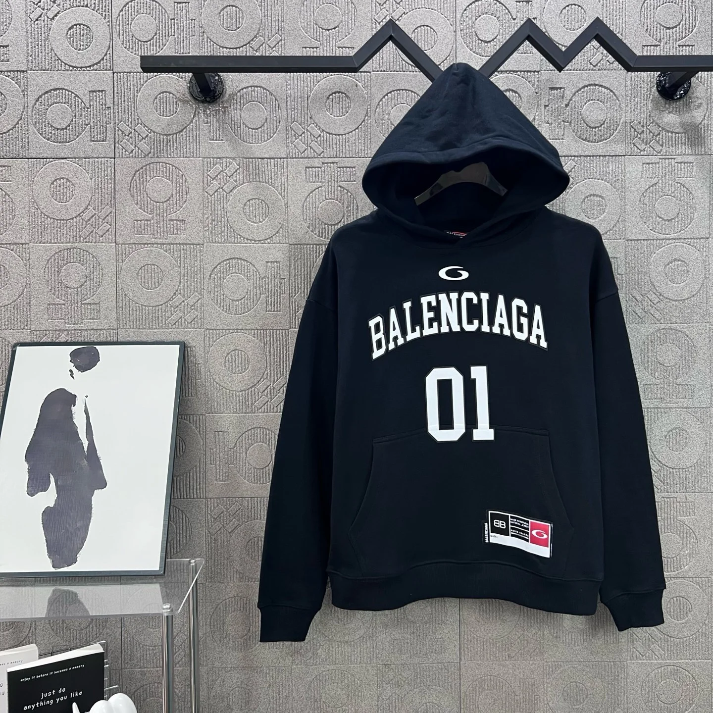 Balenciaga Black Basketball Hoodie with Logo & "01" Number