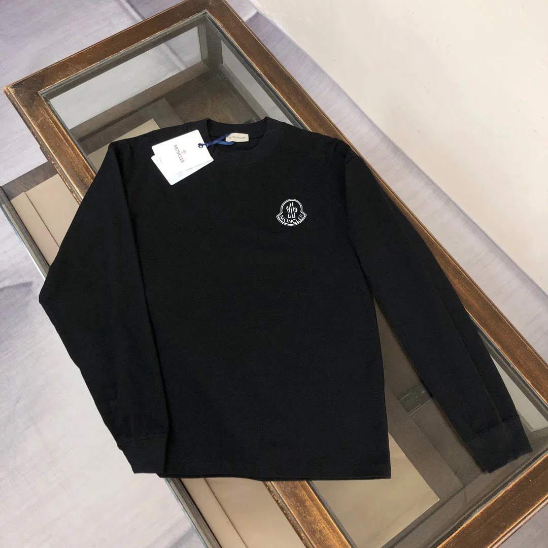 Moncler Black Long Sleeve Sweatshirt with Classic Embroidered Logo