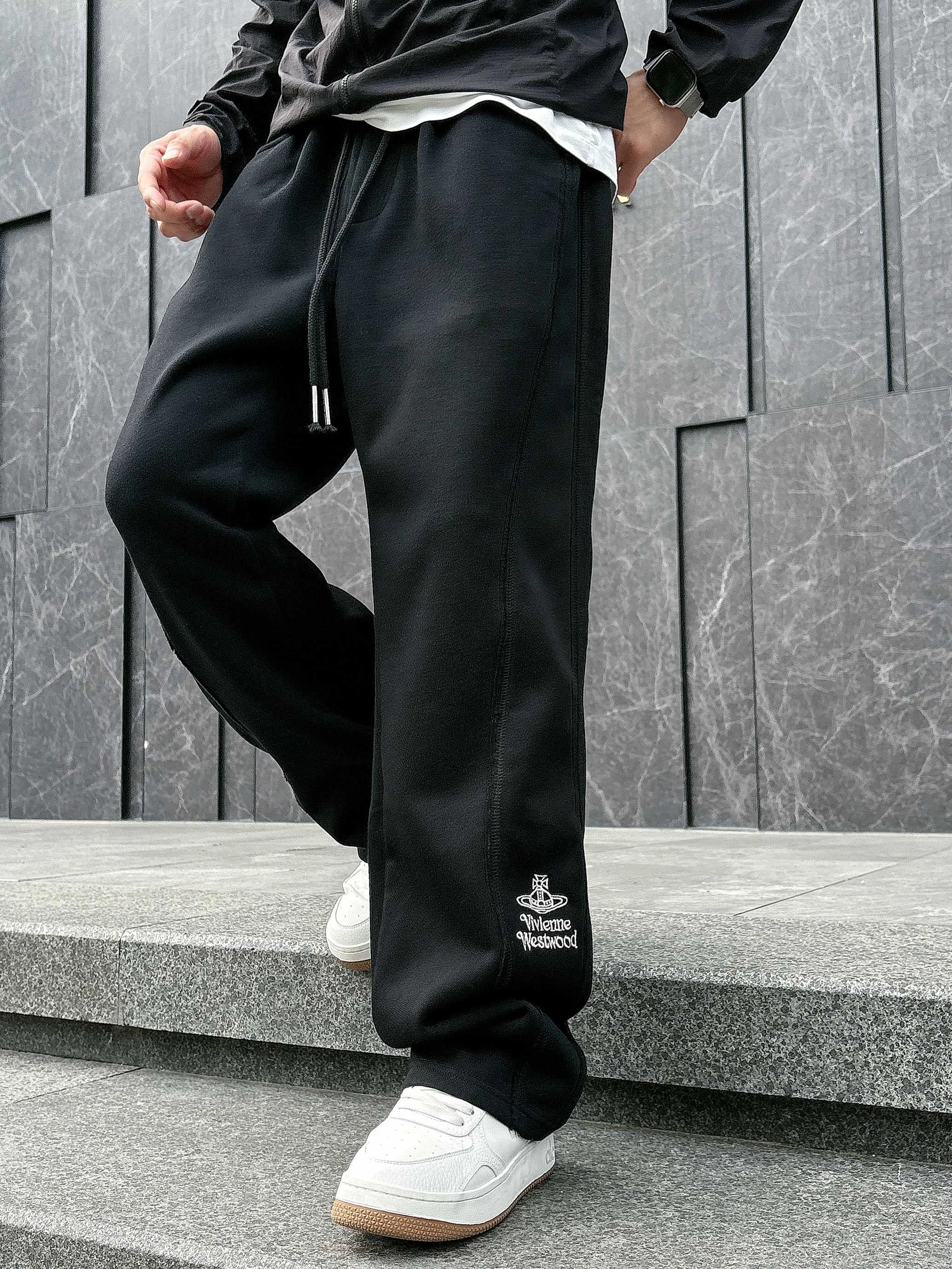 Vivienne Westwood 2025 Autumn Winter Black Casual Pants with Classic Logo