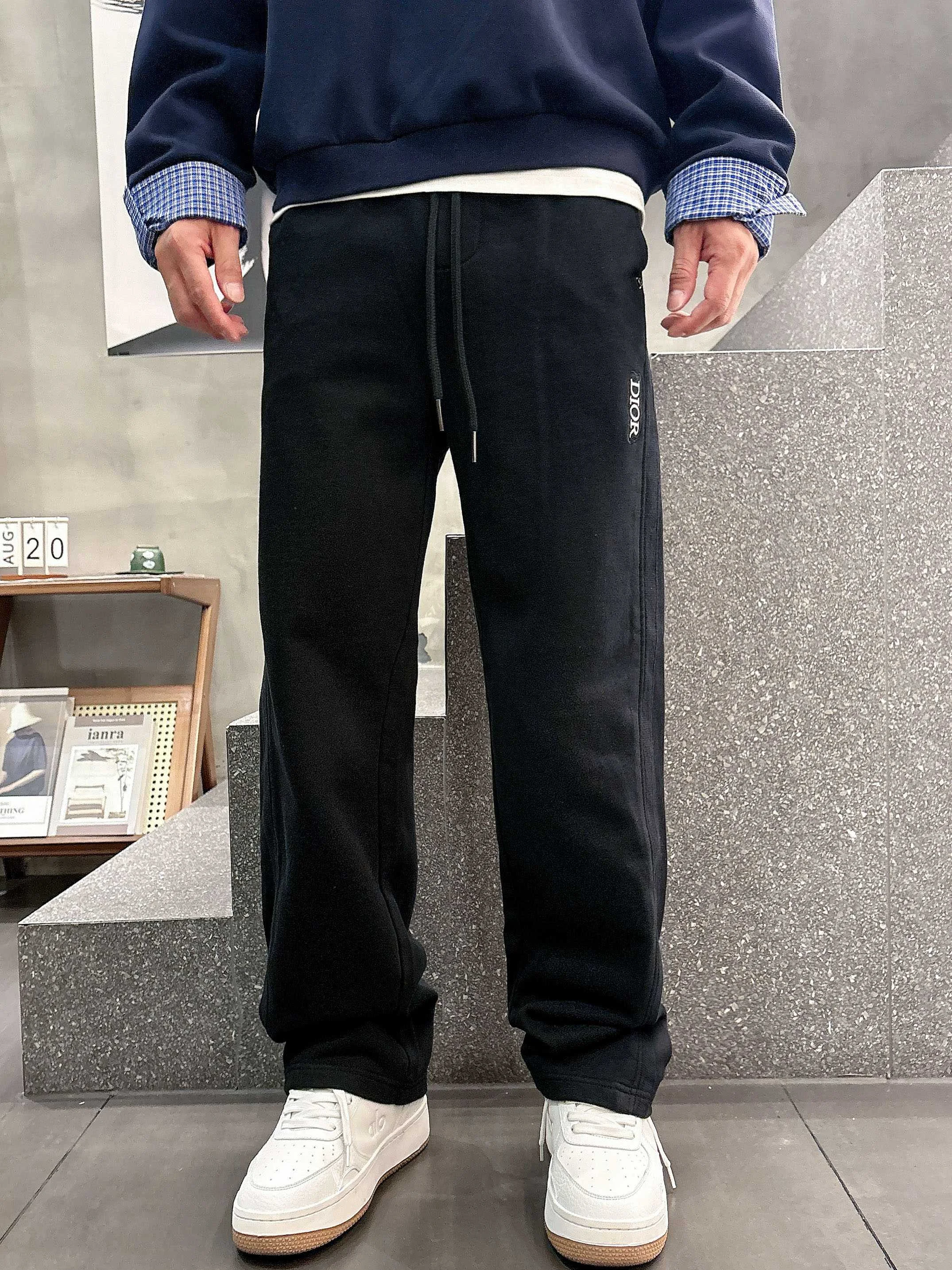 Dior 2025 Autumn Winter Black Casual Pants with Classic Logo