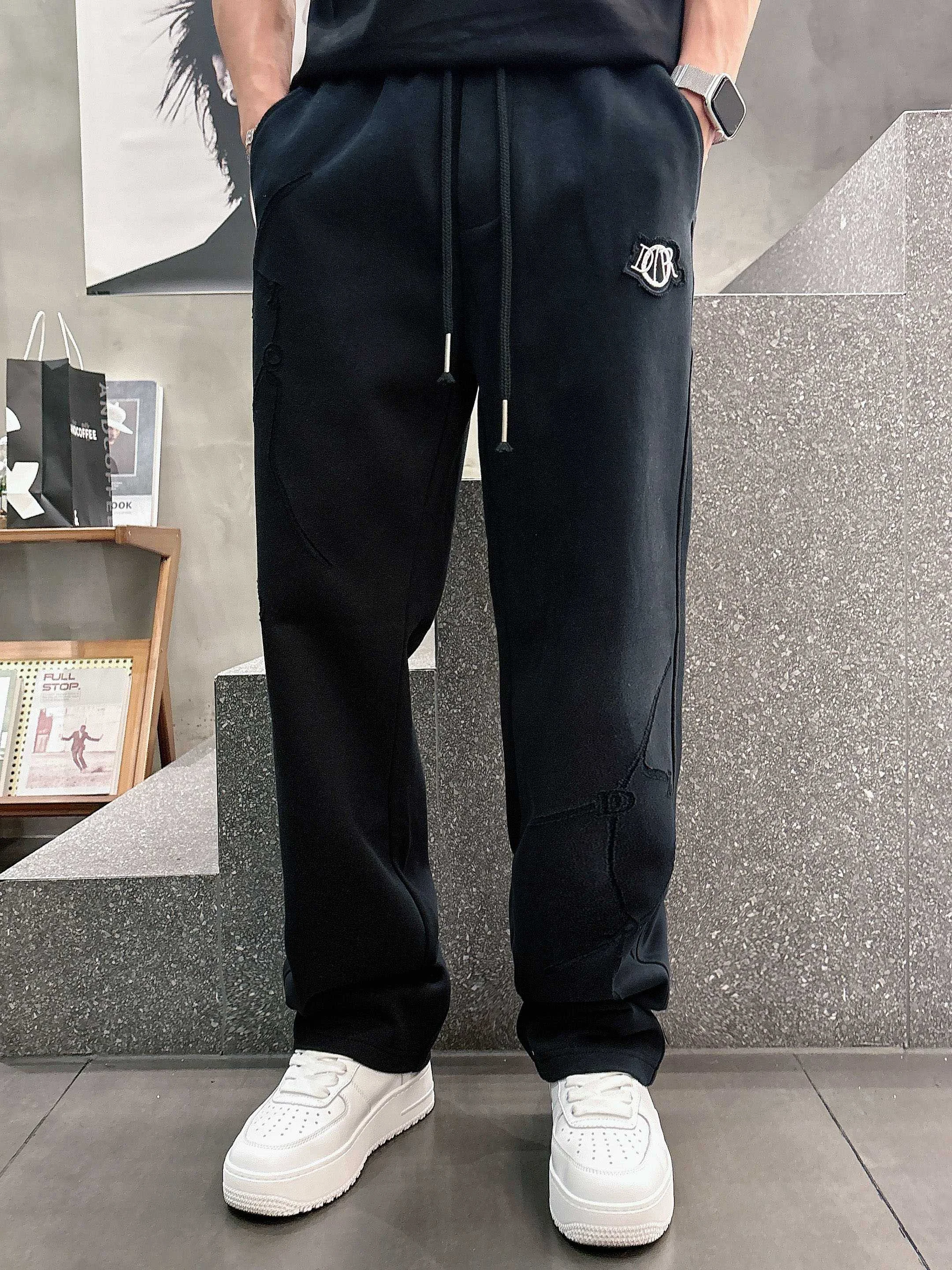 Dior 2025 Autumn Winter Black Casual Pants with Classic Logo