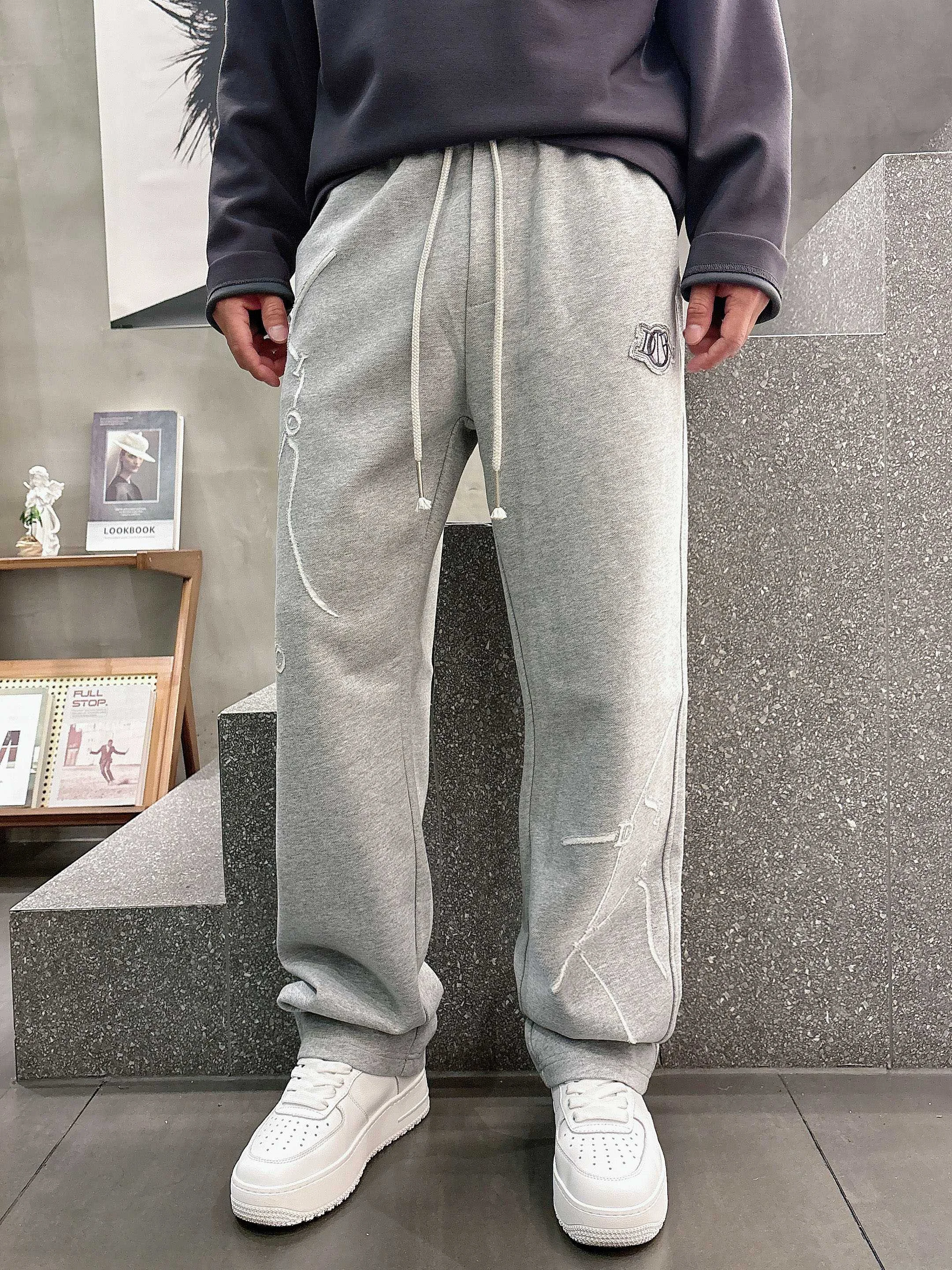 Dior 2025 Autumn Winter Gray Casual Pants with Classic Logo