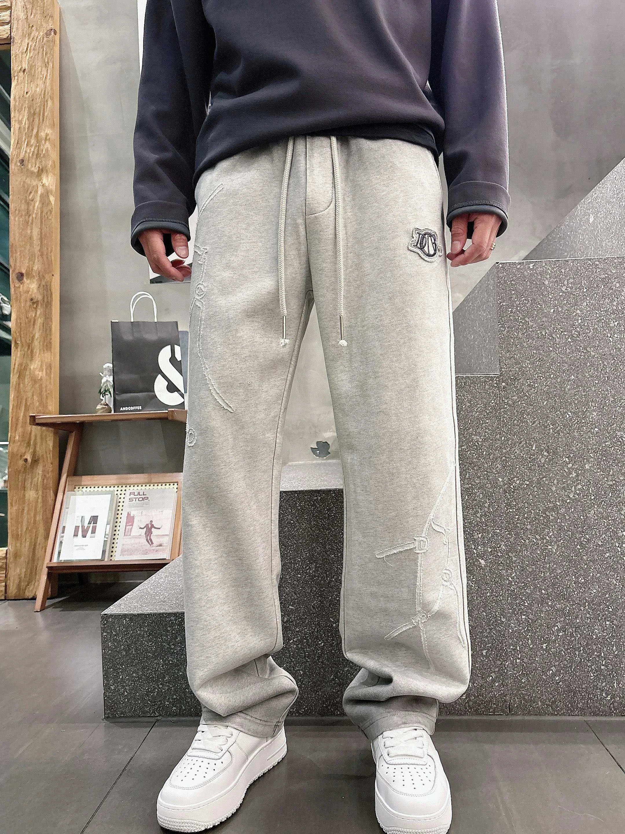 Dior 2025 Autumn Winter Gray Casual Pants with Classic Logo