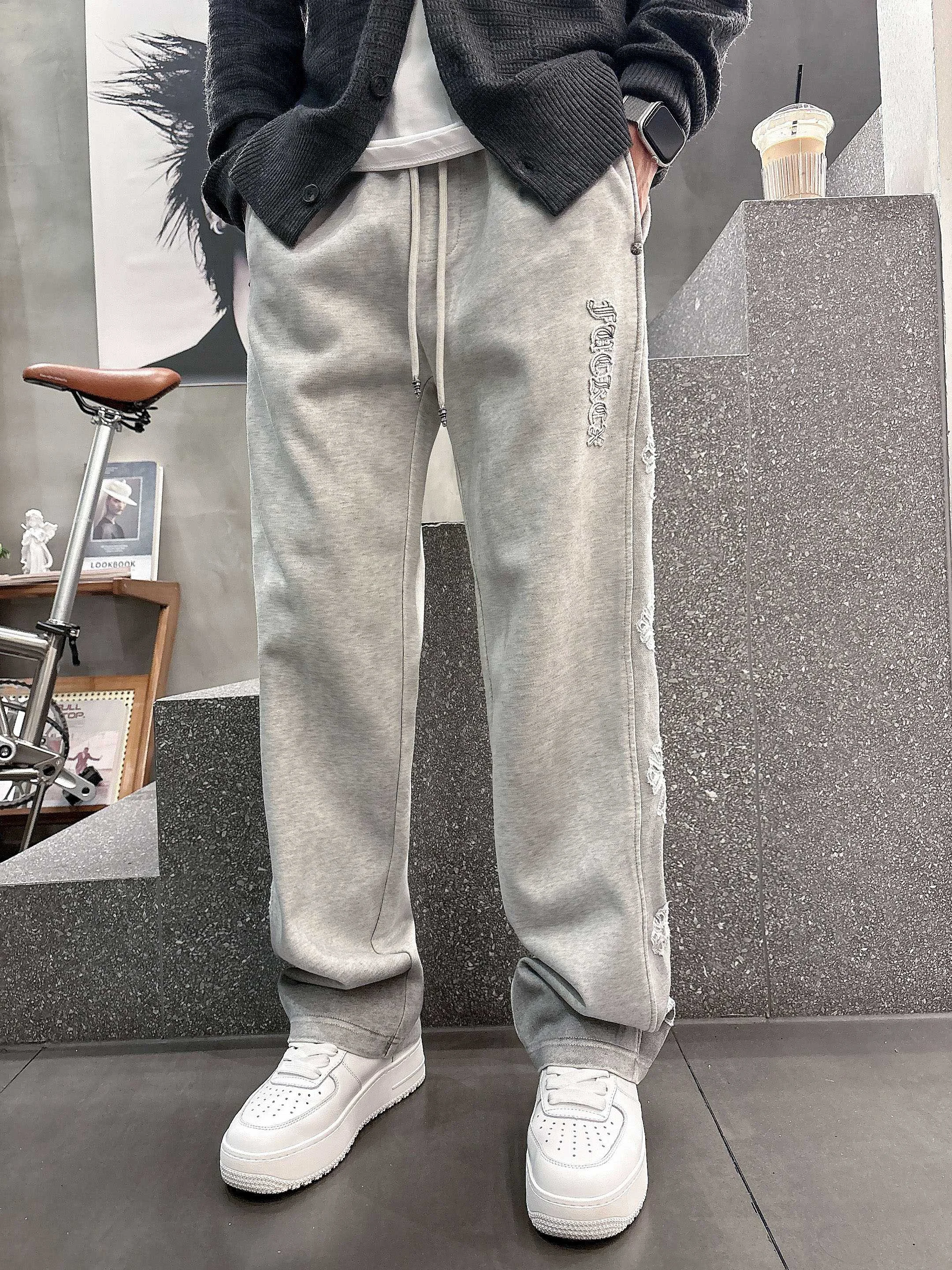 Chrome Hearts 2025 Autumn Winter Gray Casual Pants with Classic Logo & High Comfort
