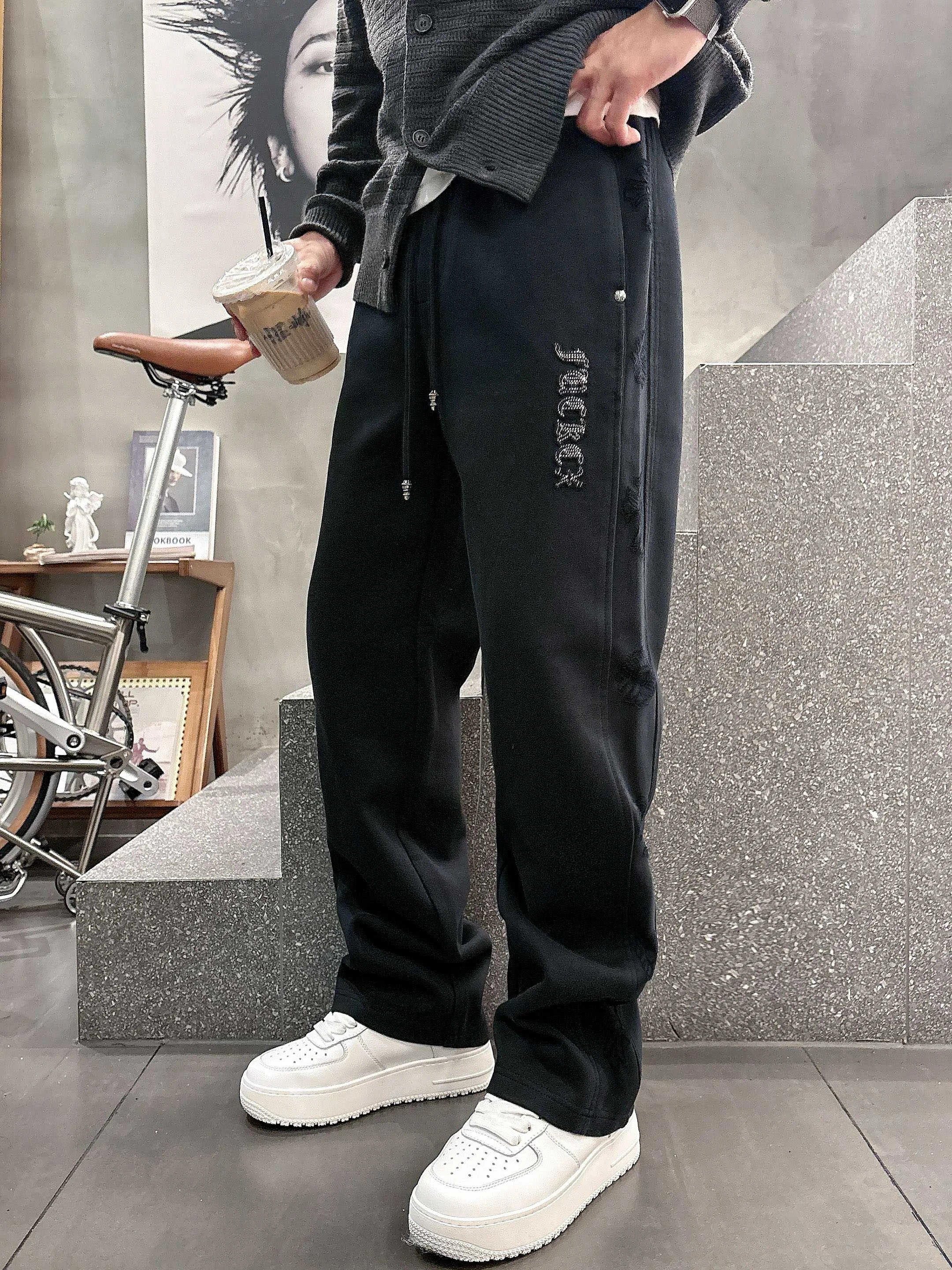 Chrome Hearts 2025 Autumn Winter Black Casual Pants with Classic Logo