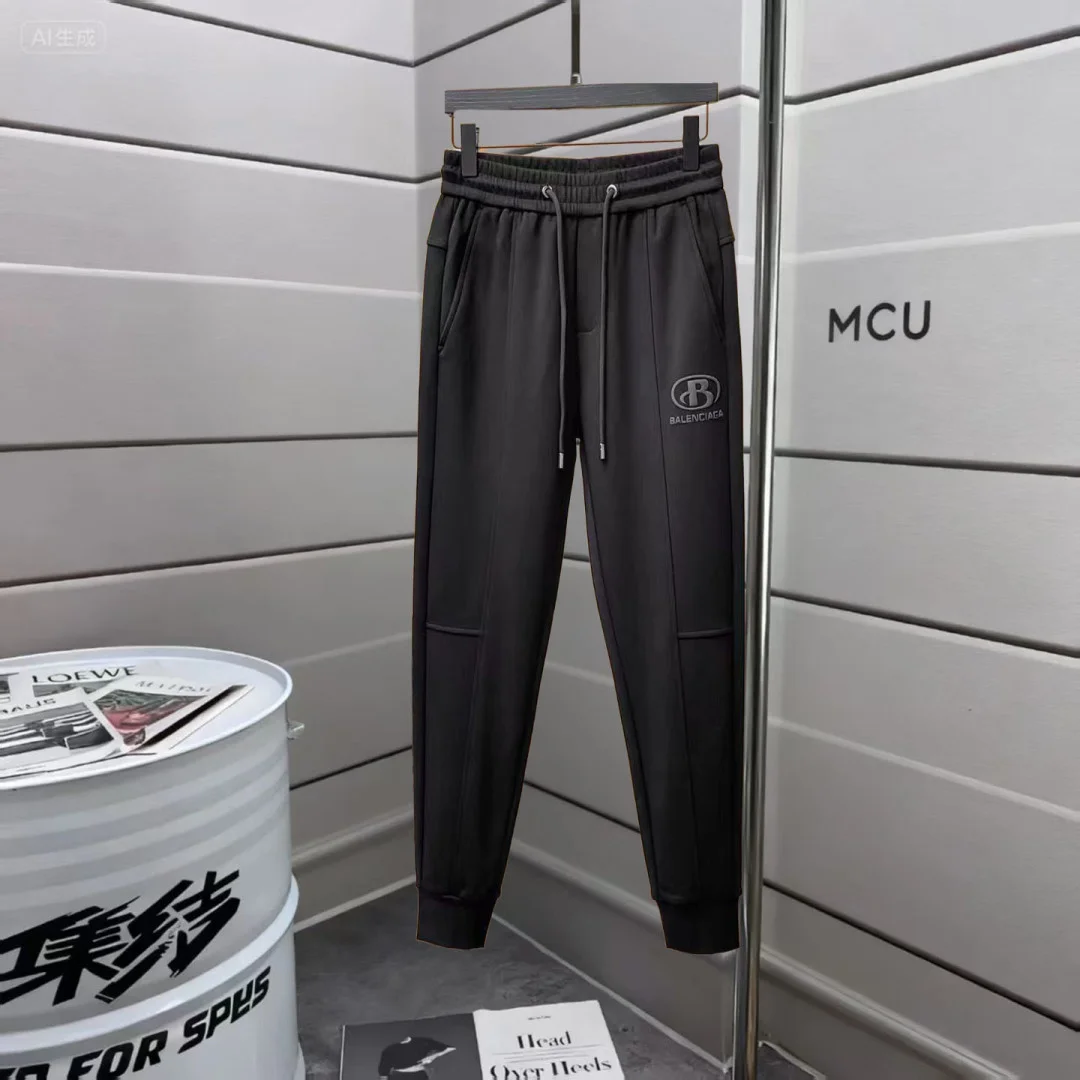 Balenciaga 2025 Autumn Winter Black Casual Pants with Classic Logo